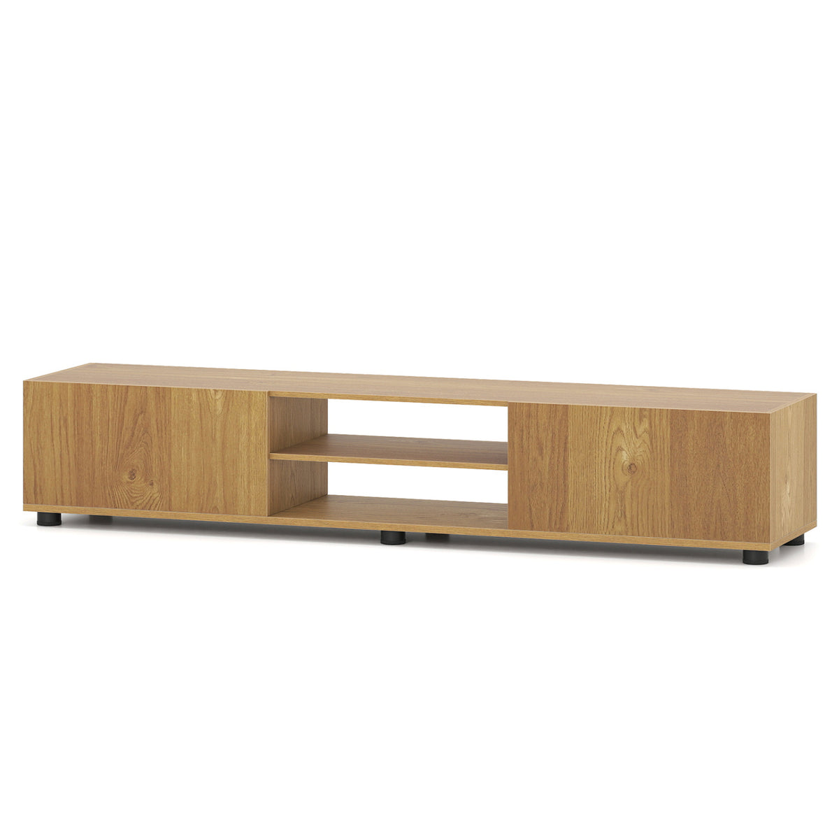 Modern TV Stand for up to 70" TVs Minimalist Entertainment Center with 2 Doors and Open Shelves