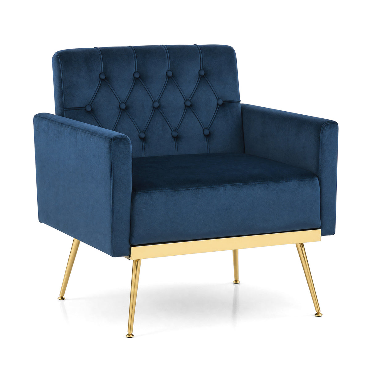 Modern Velvet Upholstered Accent Chair with Button-Tufted Back and Adjustable Feet