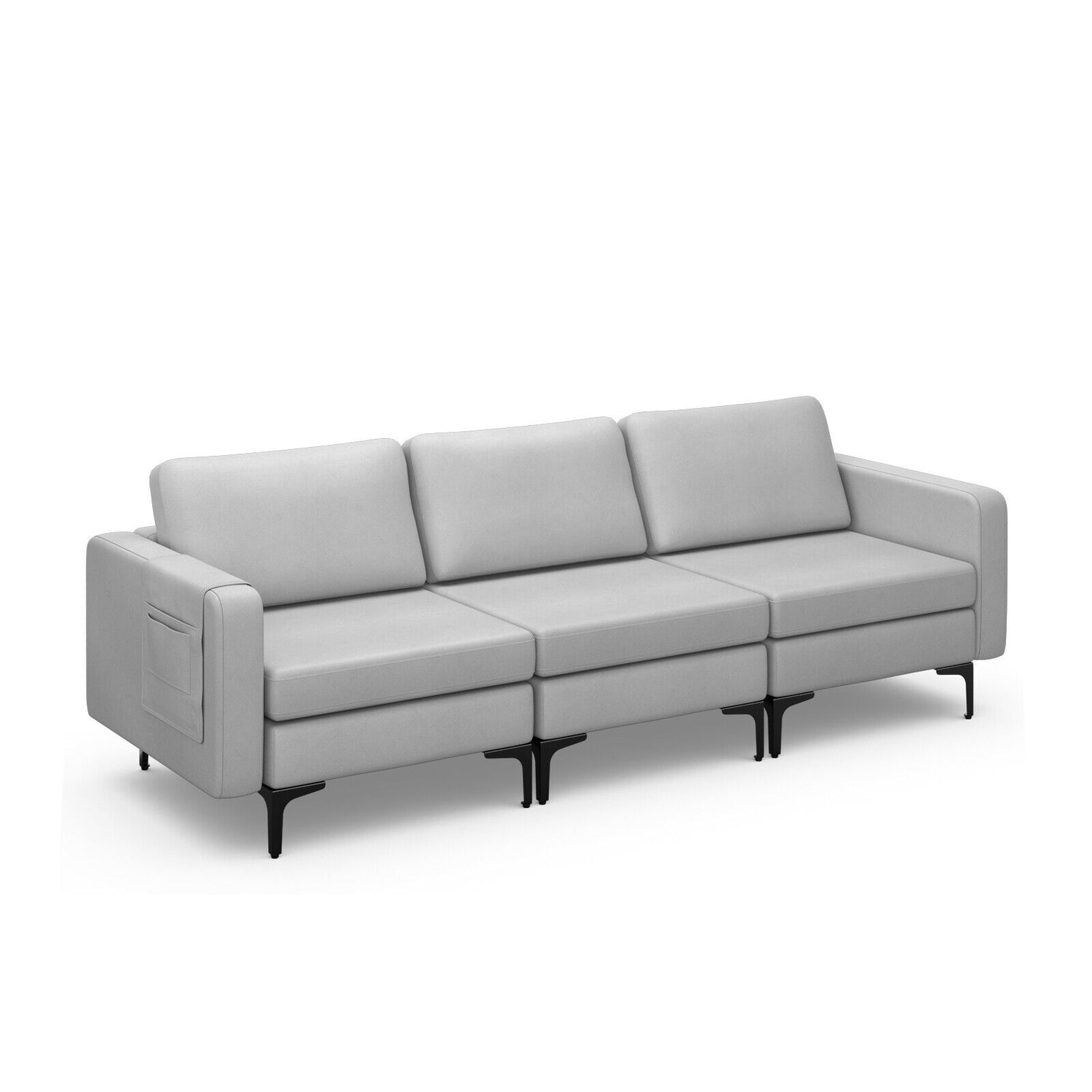 1/2/3/4-Seat Convertible Sectional Sofa with Reversible Ottoman-3