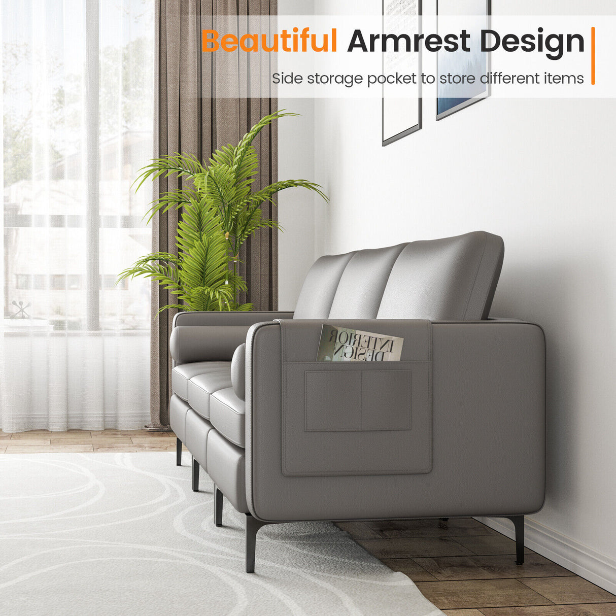 Modular 1/2/3/4-Seat L-Shaped Sectional Sofa Couch with Socket USB Port-3