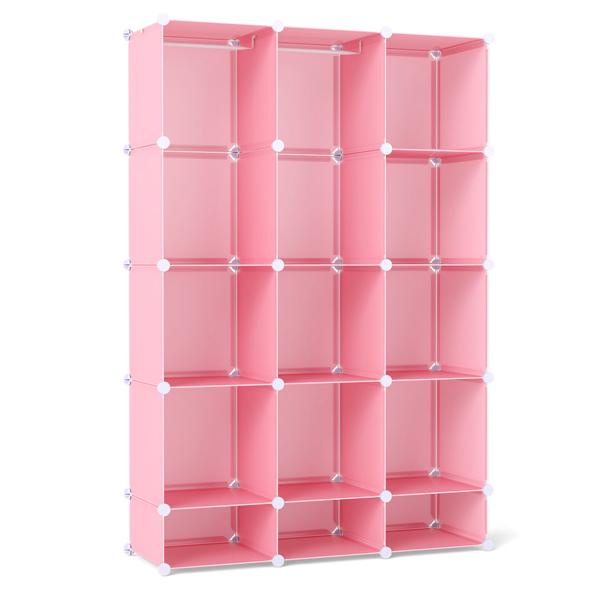 Modular Baby Wardrobe with 13 Cubes and Hanging Rod and Shelves Stackable