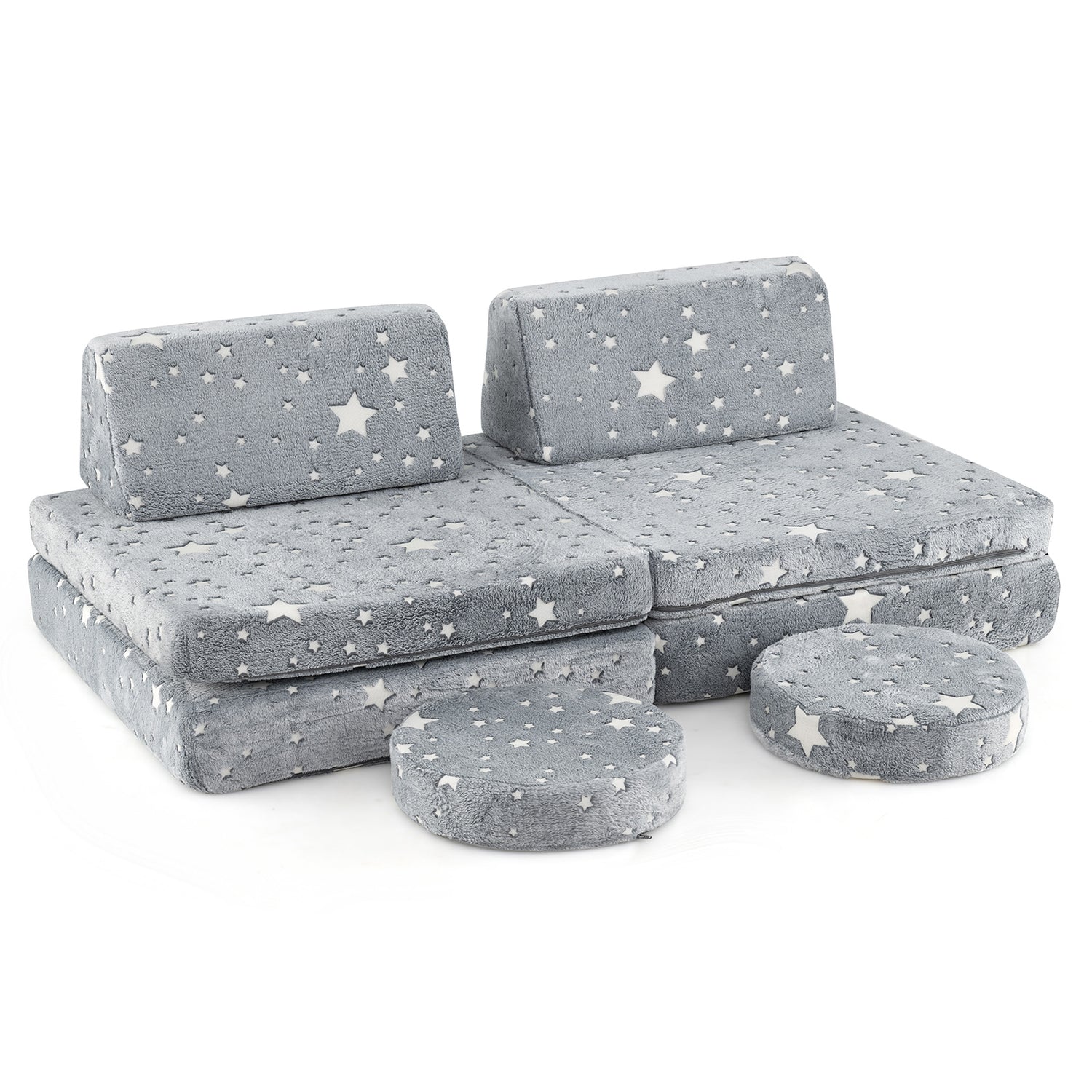 Modular Kids Play Couch Set Glow in the Dark with Portable Handles