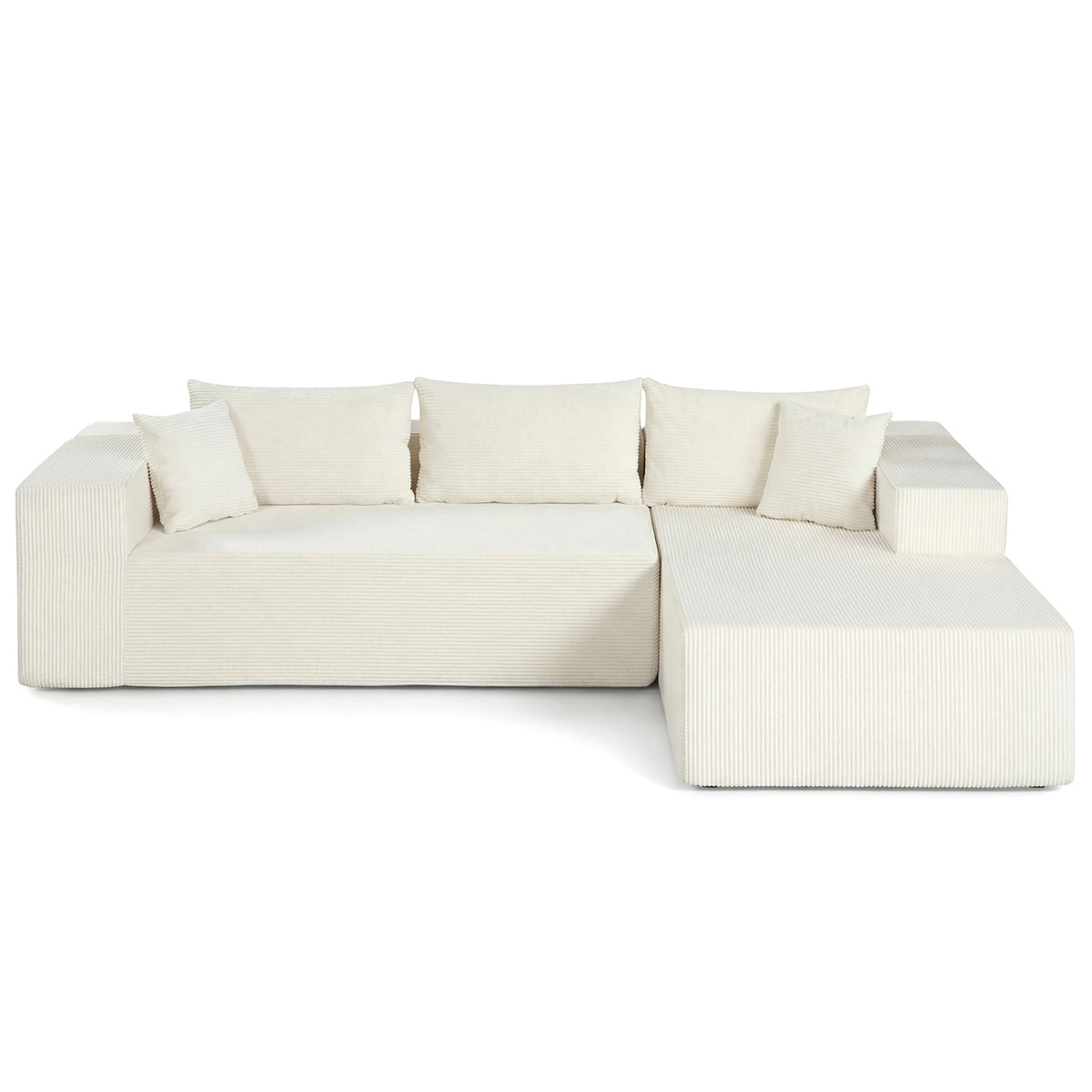 Modular Sectional Sofa Corduroy Upholstered L-shaped Sofa Couch with Deep Seats