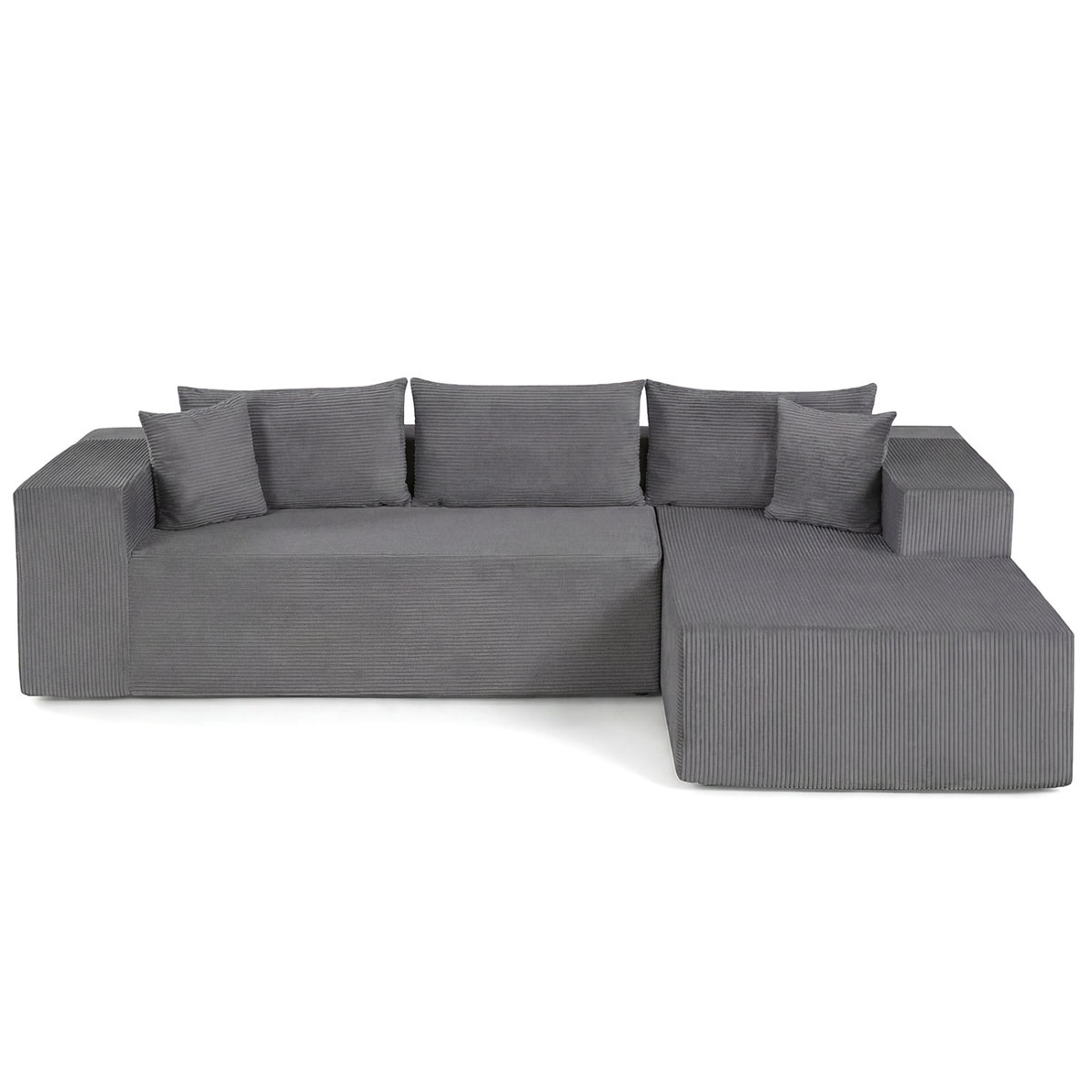 Modular Sectional Sofa Corduroy Upholstered L-shaped Sofa Couch with Deep Seats
