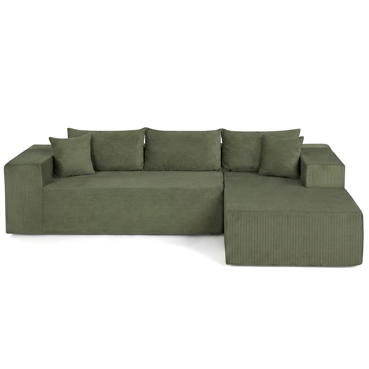 Modular Sectional Sofa Corduroy Upholstered L-shaped Sofa Couch with Deep Seats