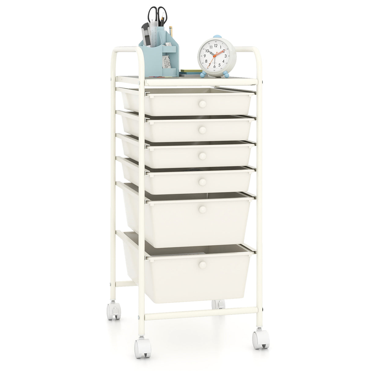 6 Drawers Rolling Storage Cart Organizer-Transparent