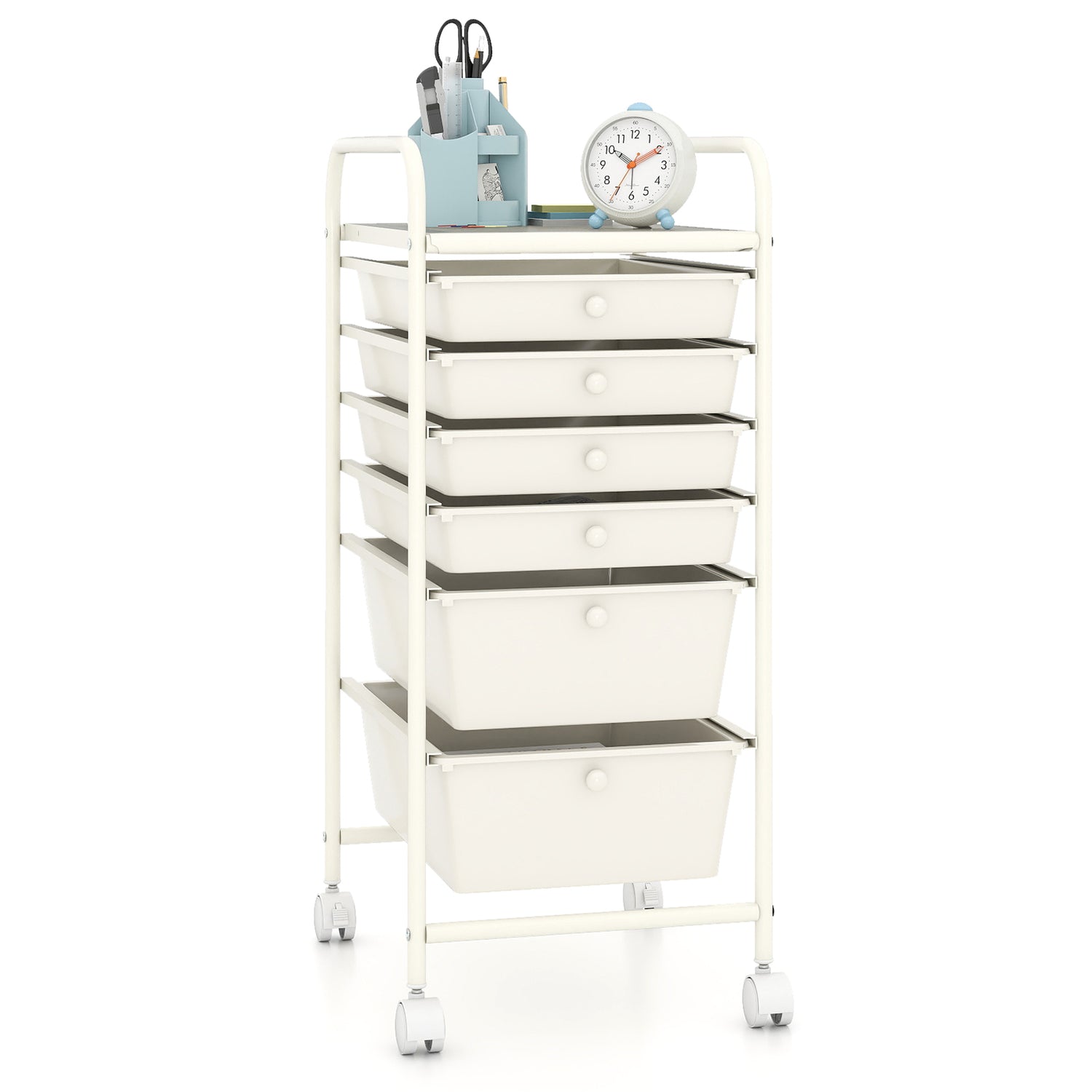 6 Drawers Rolling Storage Cart Organizer-Transparent