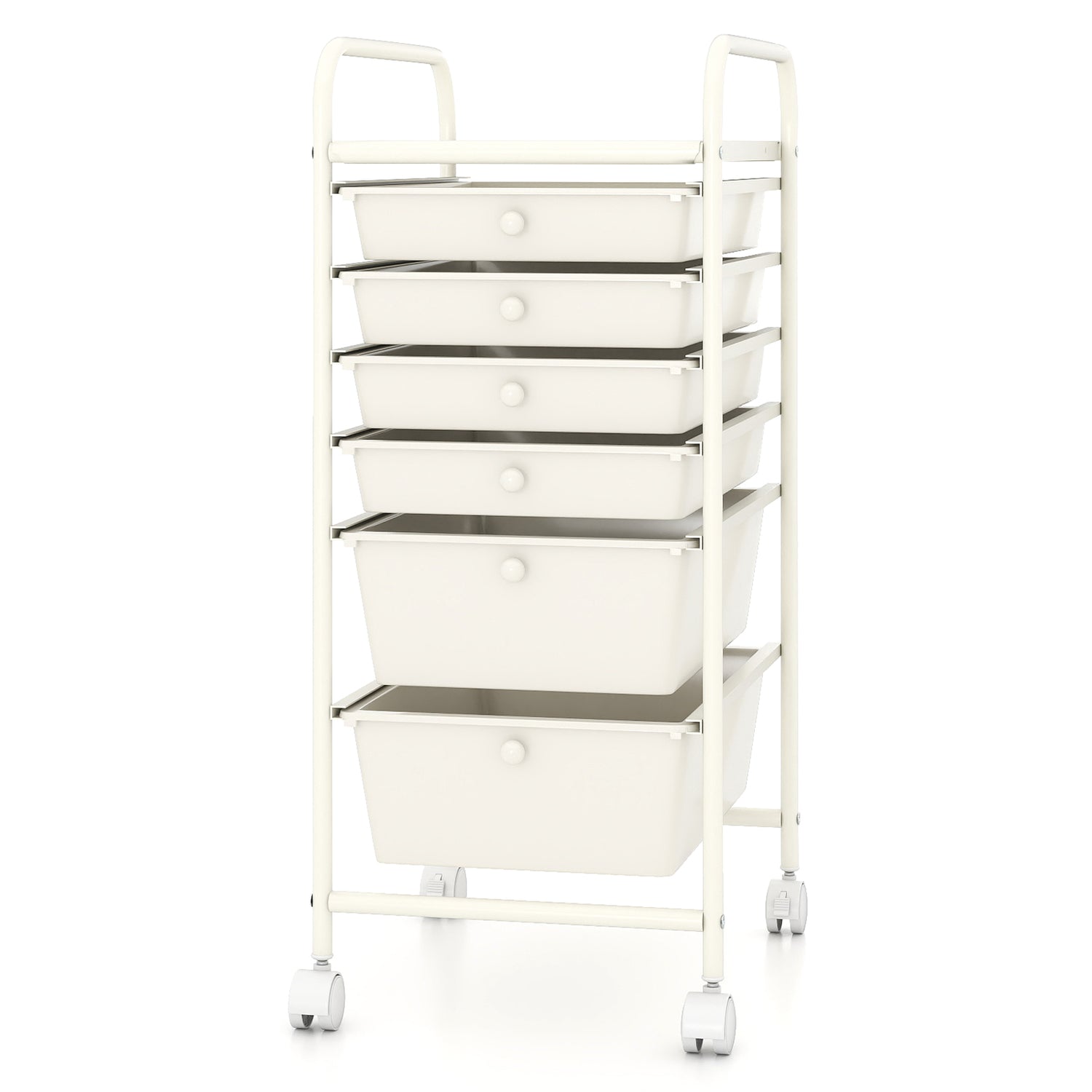 6 Drawers Rolling Storage Cart Organizer-Transparent