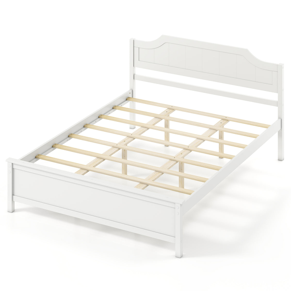 Multiple Size Solid Wood Platform Bed Frame with Headboard in White