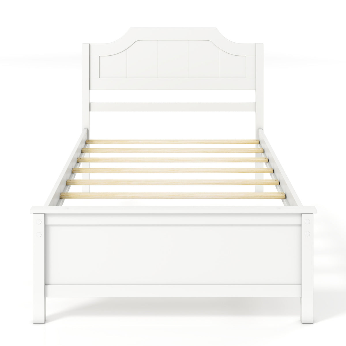 Multiple Size Solid Wood Platform Bed Frame with Headboard in White
