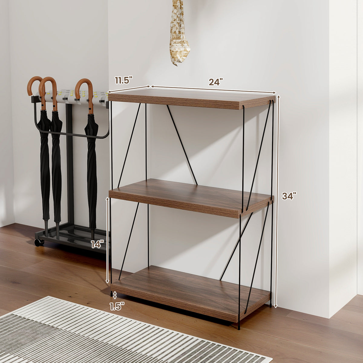 3-Tier Multipurpose Display Rack with Metal Frame