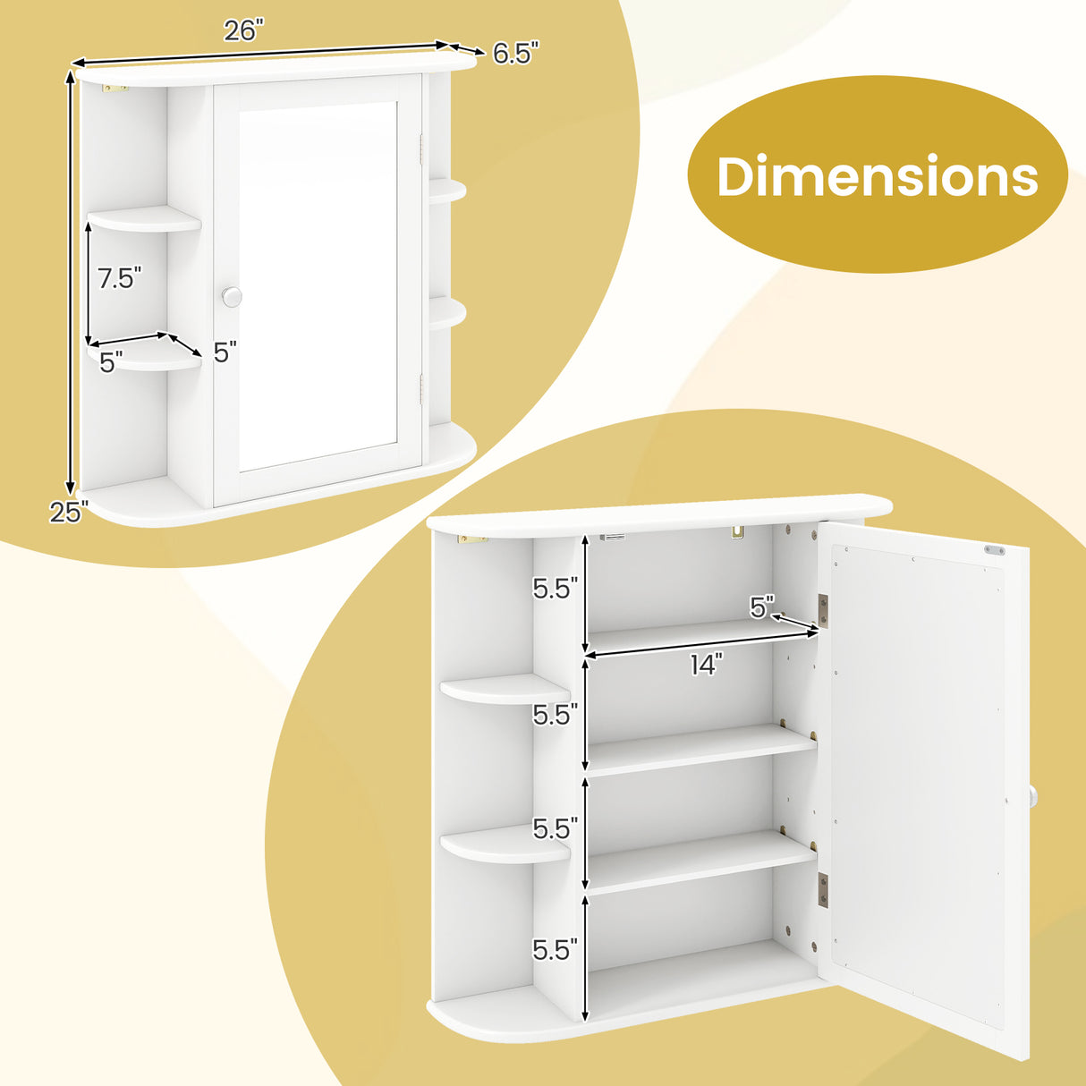 Multipurpose Mount Wall Mirror Bathroom Storage Cabinet