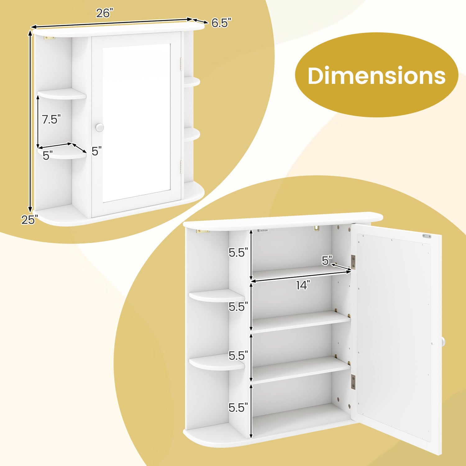 Multipurpose Mount Wall Mirror Bathroom Storage Cabinet