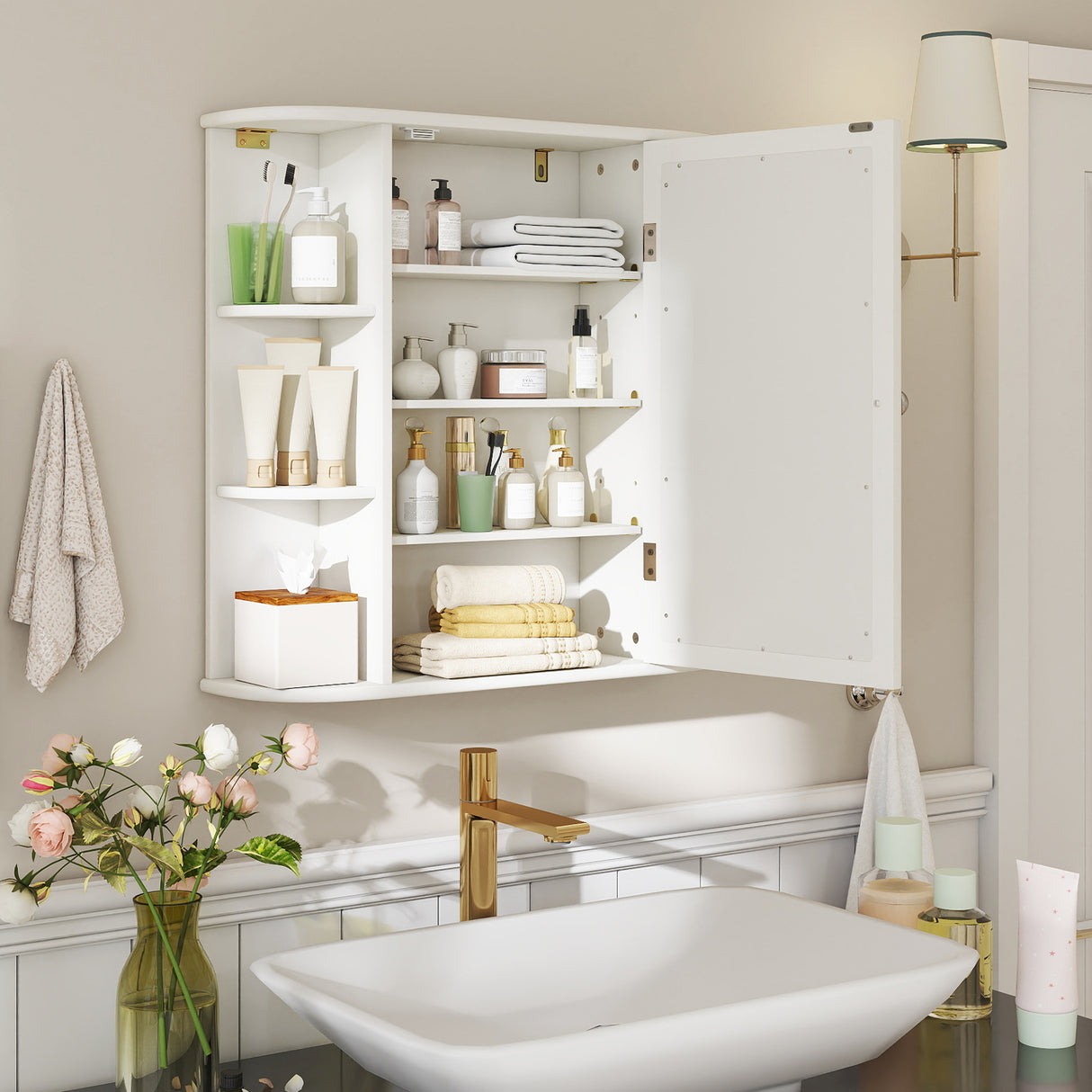 Multipurpose Mount Wall Mirror Bathroom Storage Cabinet