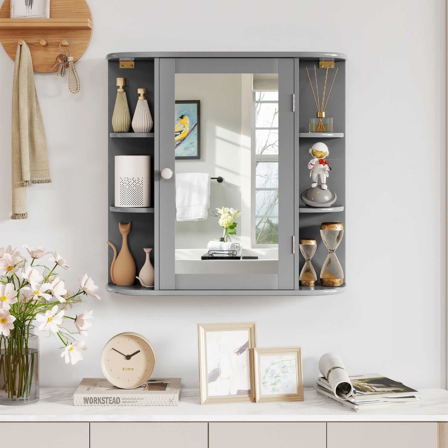 Multipurpose Mount Wall Mirror Bathroom Storage Cabinet