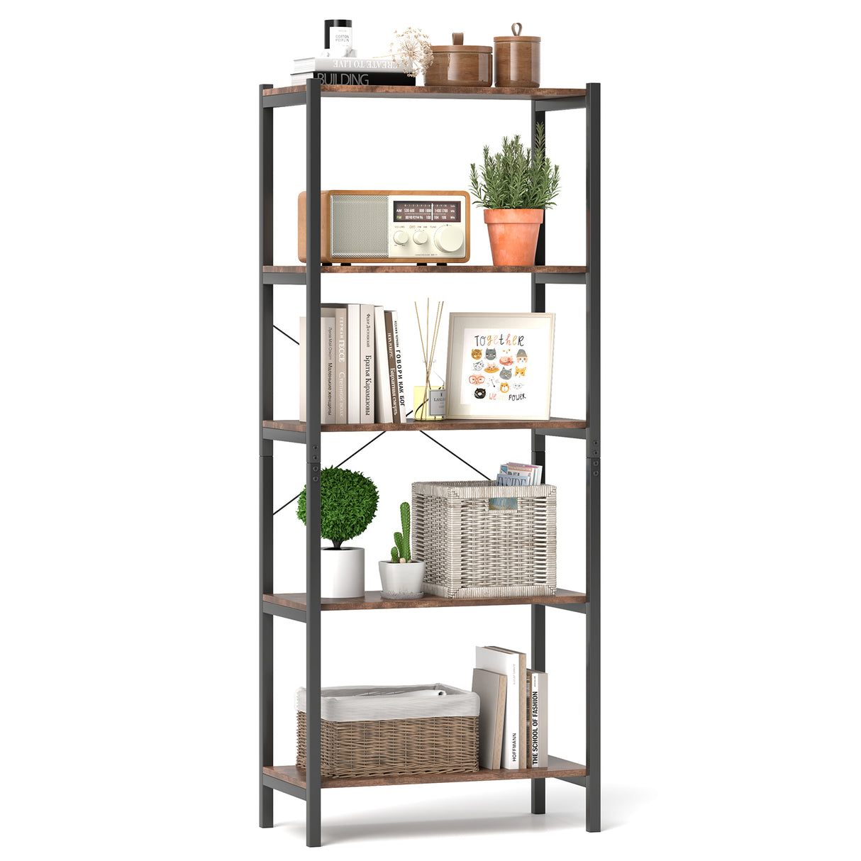 Multipurpose Open Bookcase Industrial Rack Wide Standing Storage Shelf