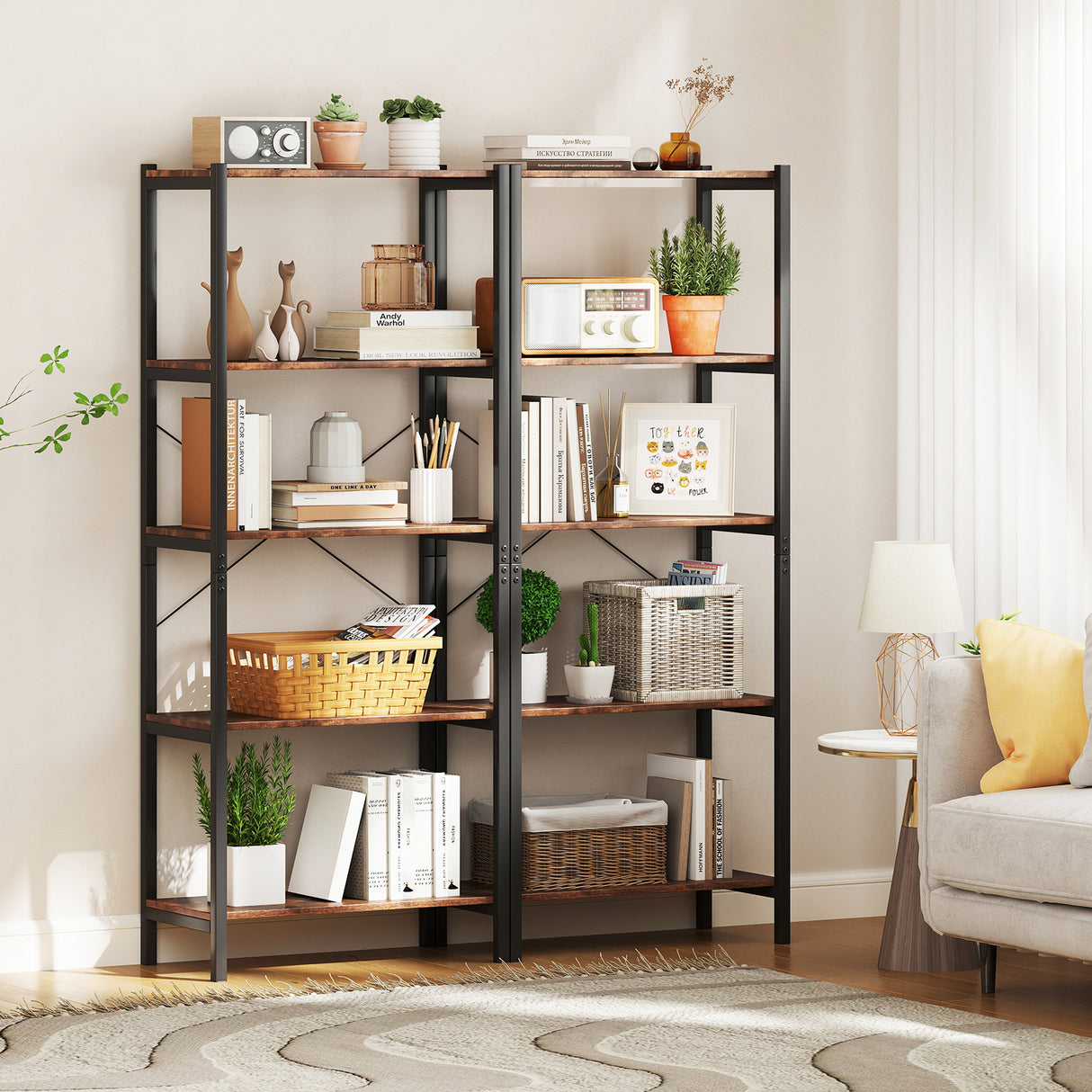 Multipurpose Open Bookcase Industrial Rack Wide Standing Storage Shelf