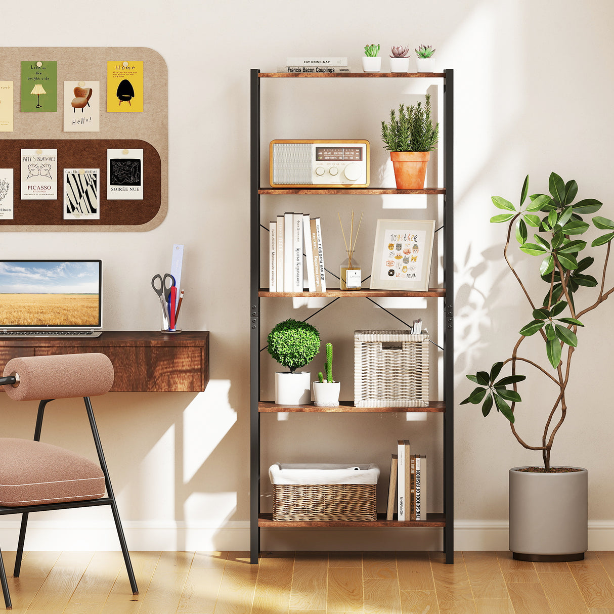Multipurpose Open Bookcase Industrial Rack Wide Standing Storage Shelf
