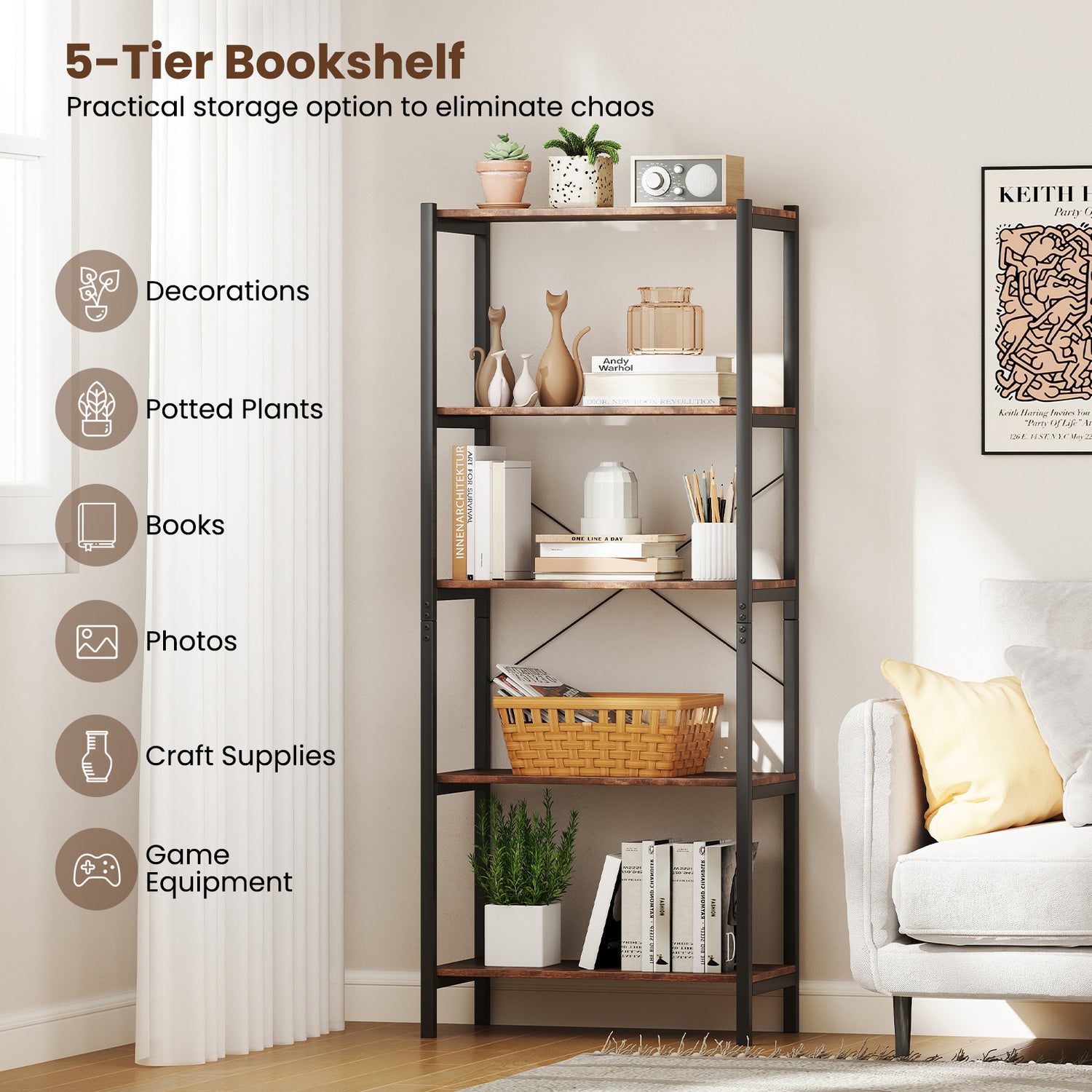 Multipurpose Open Bookcase Industrial Rack Wide Standing Storage Shelf