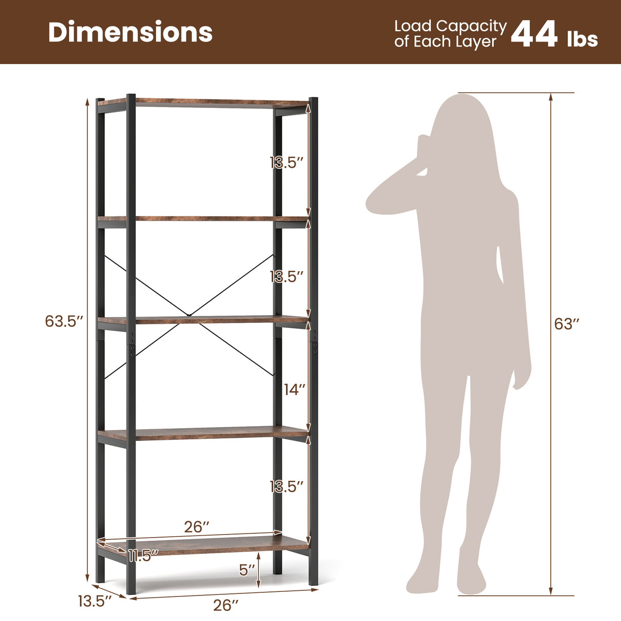 Multipurpose Open Bookcase Industrial Rack Wide Standing Storage Shelf