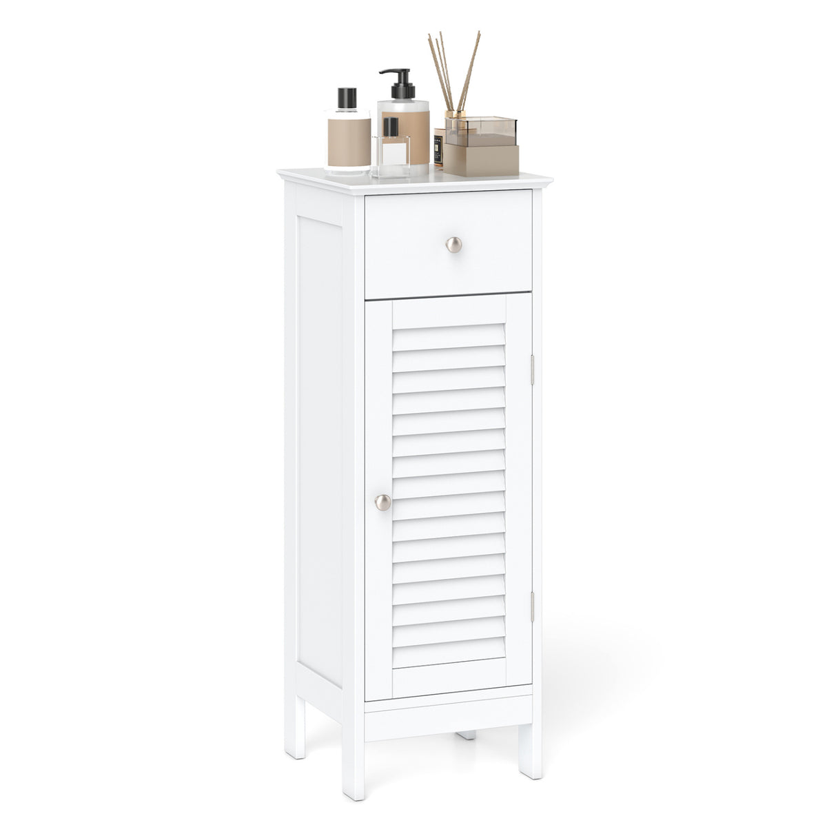Narrow Bathroom Storage Cabinet with Adjustable Shelf and Drawer