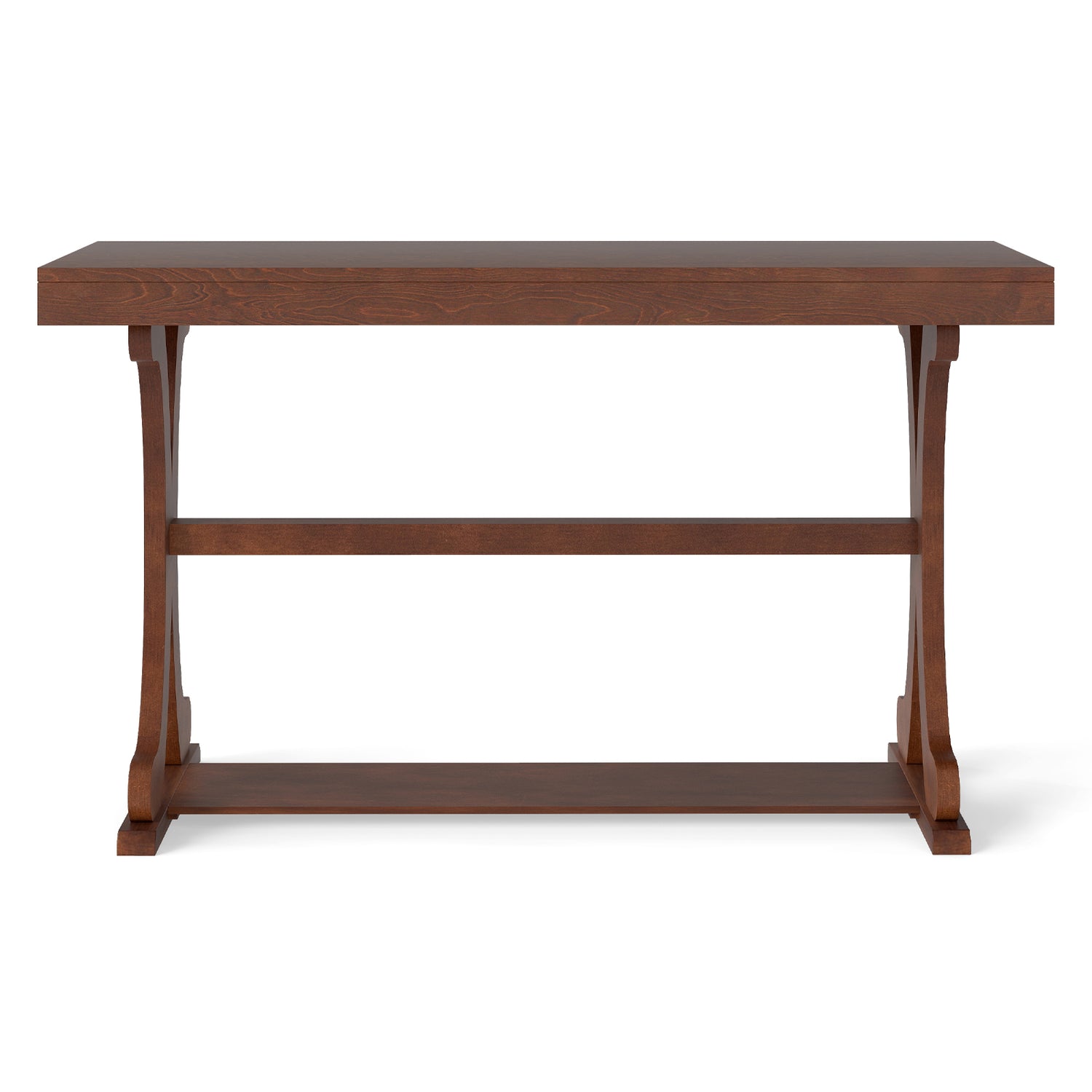 Narrow Console Table Vintage 52 Inch Long with Open Storage Shelf
