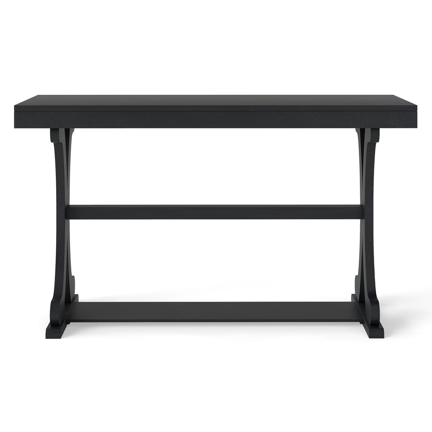 Narrow Console Table Vintage 52 Inch Long with Open Storage Shelf