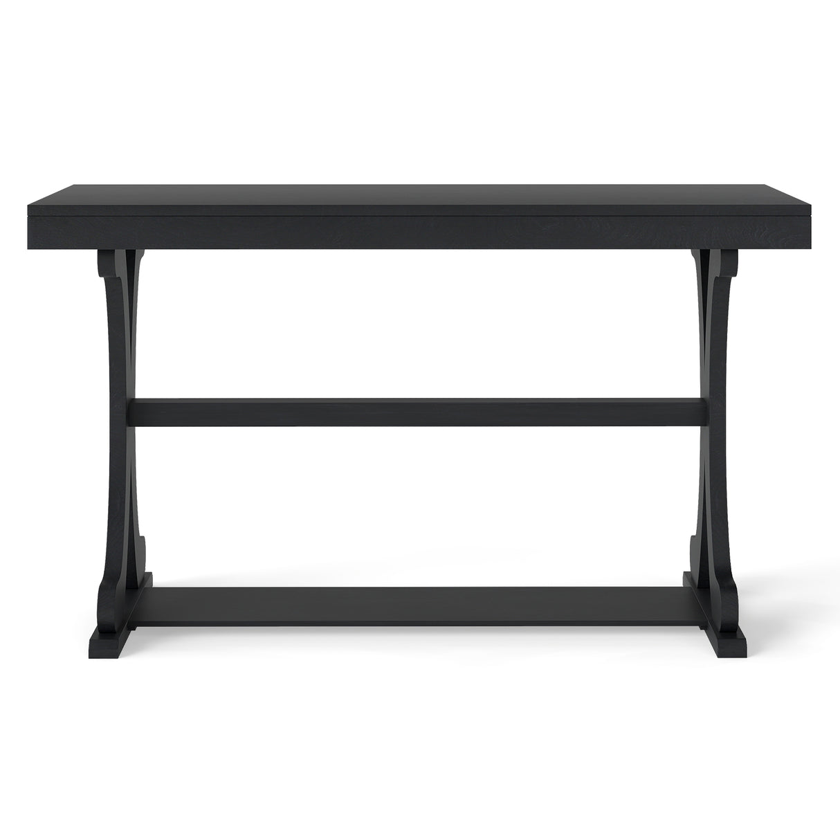 Narrow Console Table Vintage 52 Inch Long with Open Storage Shelf