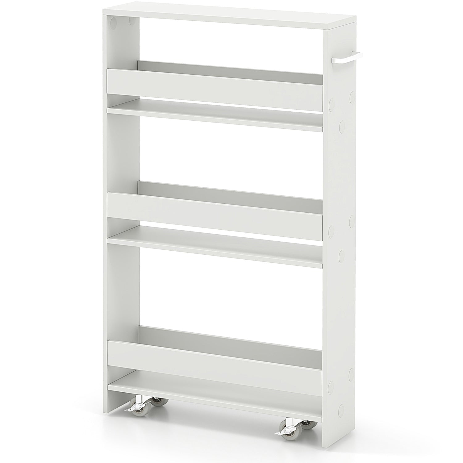 Narrow Mobile Serving Cart with Open Shelves for Kitchen Bathroom Living Room