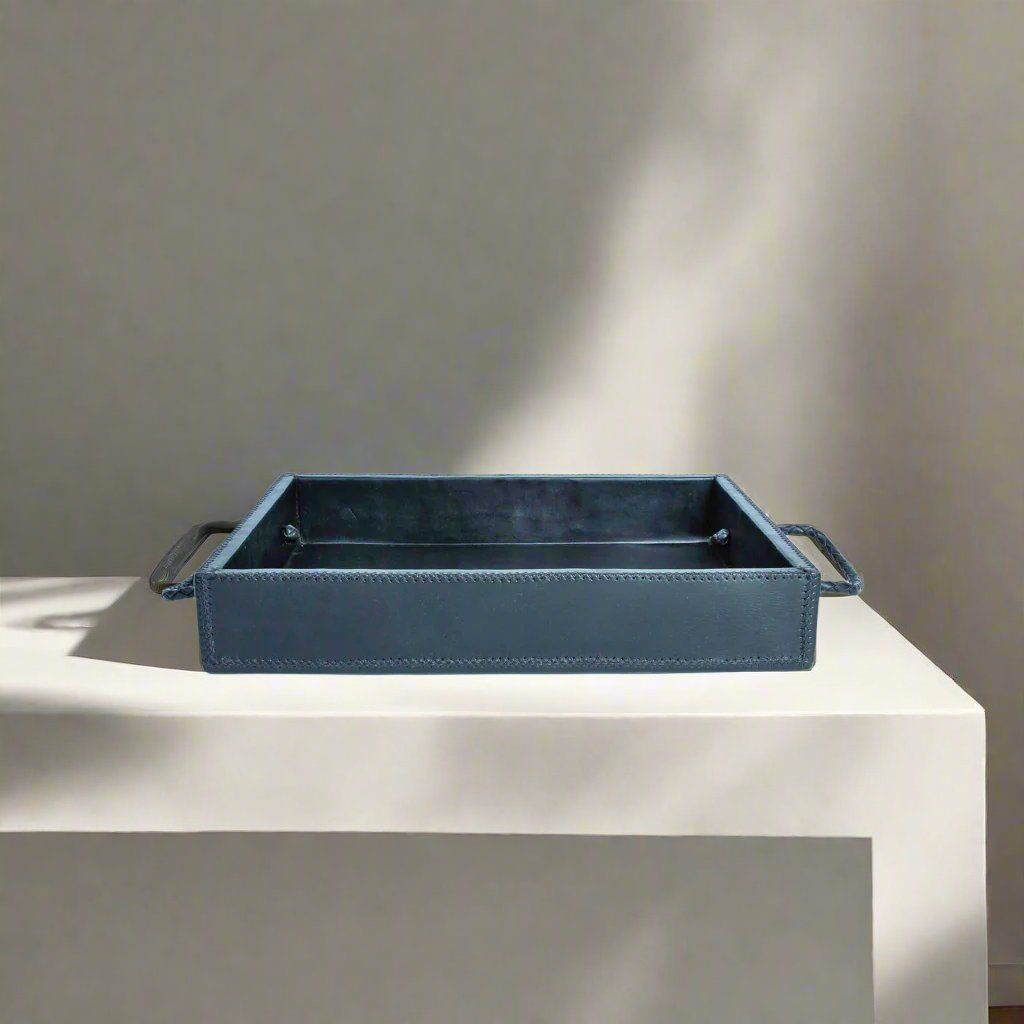 Mesa | Rectangle Ottoman Tray with Embroidered Handles