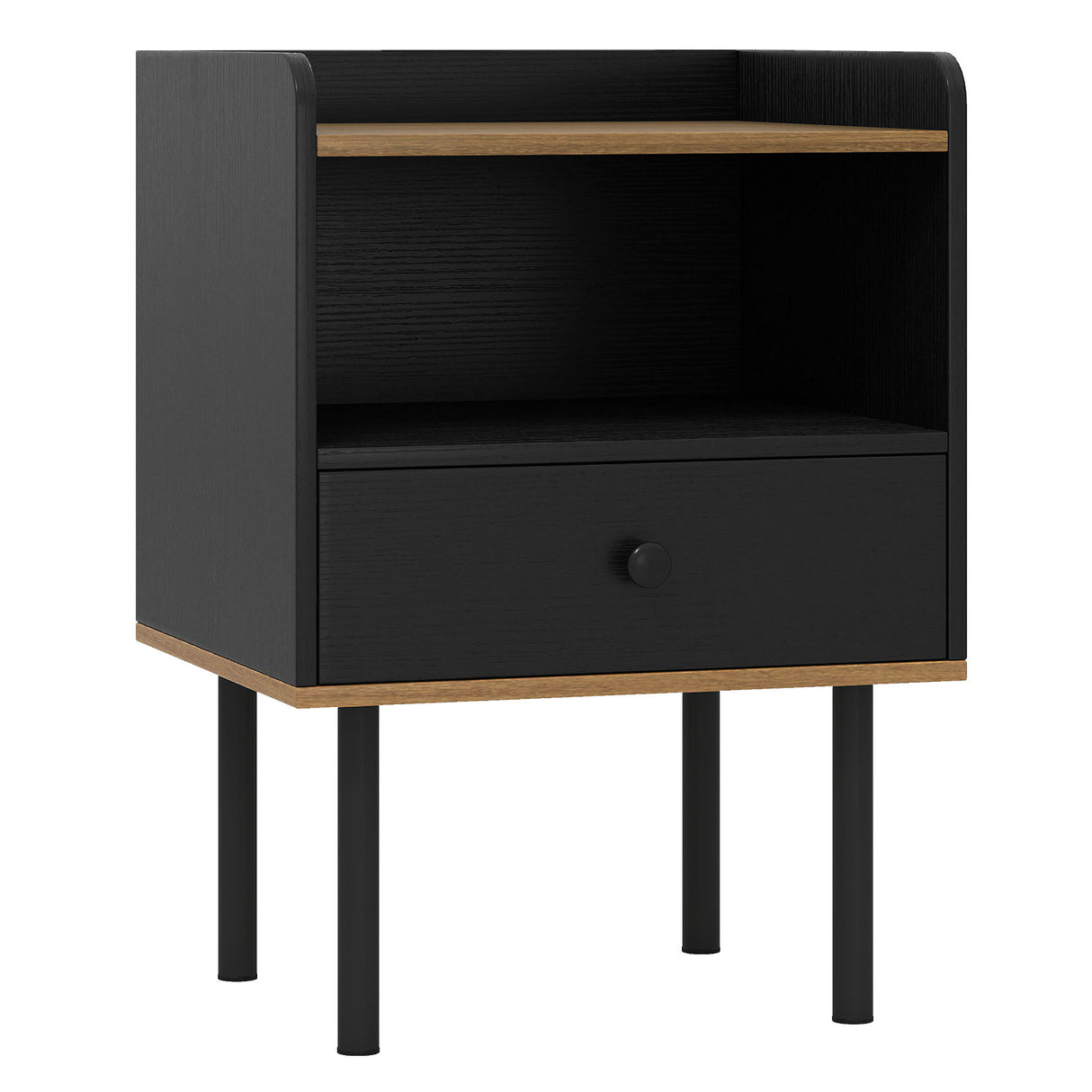 Nightstand Bedside End Table with Drawer and Open Shelf for Living Room Bedroom
