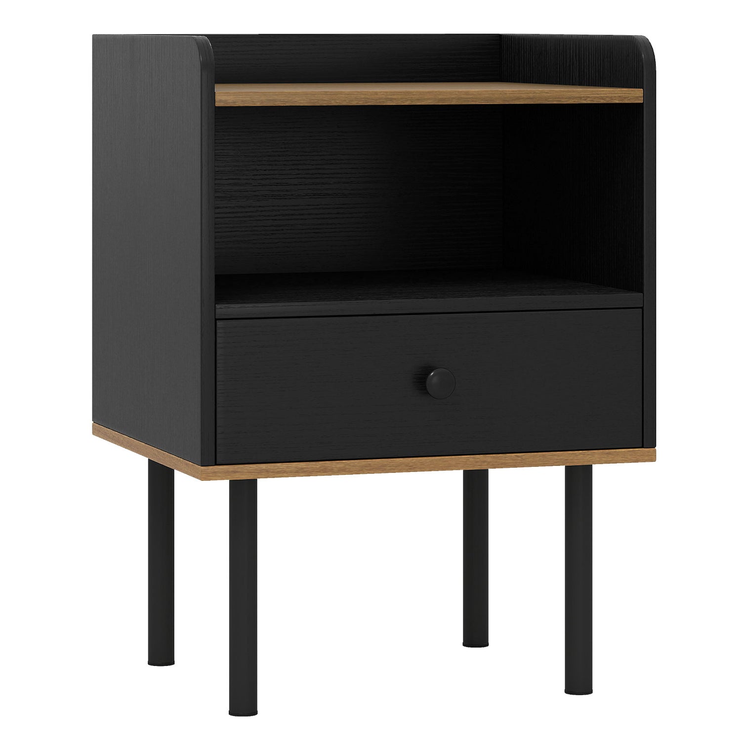 Nightstand Bedside End Table with Drawer and Open Shelf for Living Room Bedroom