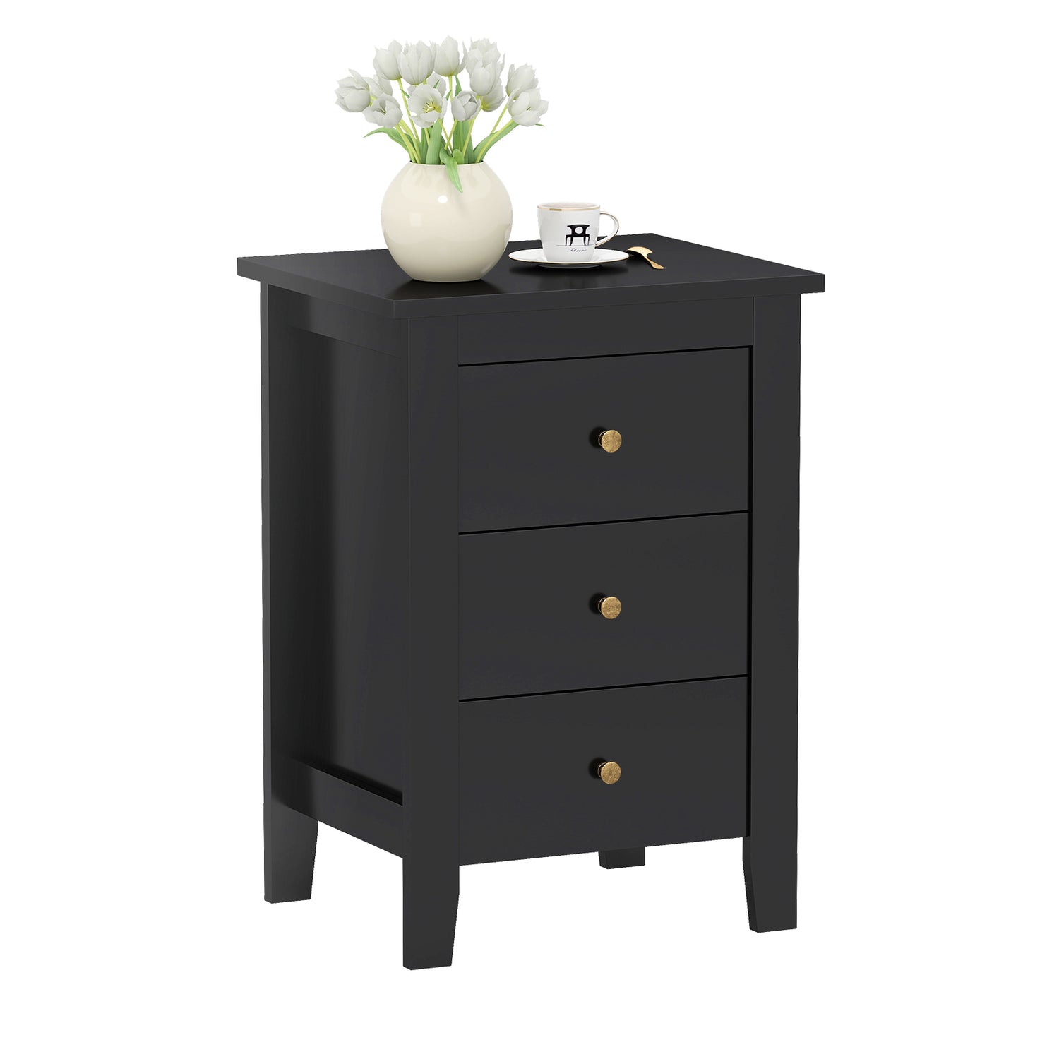 Nightstand End Beside Table Drawers Modern Storage Bedroom Furniture