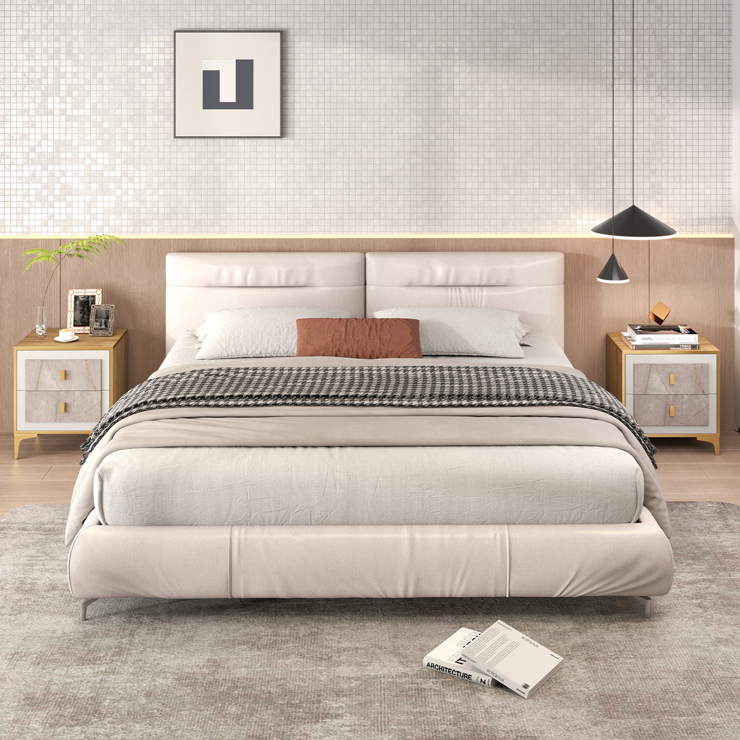 Nightstand with 2 Pull-out Drawers for Living Room Bedroom