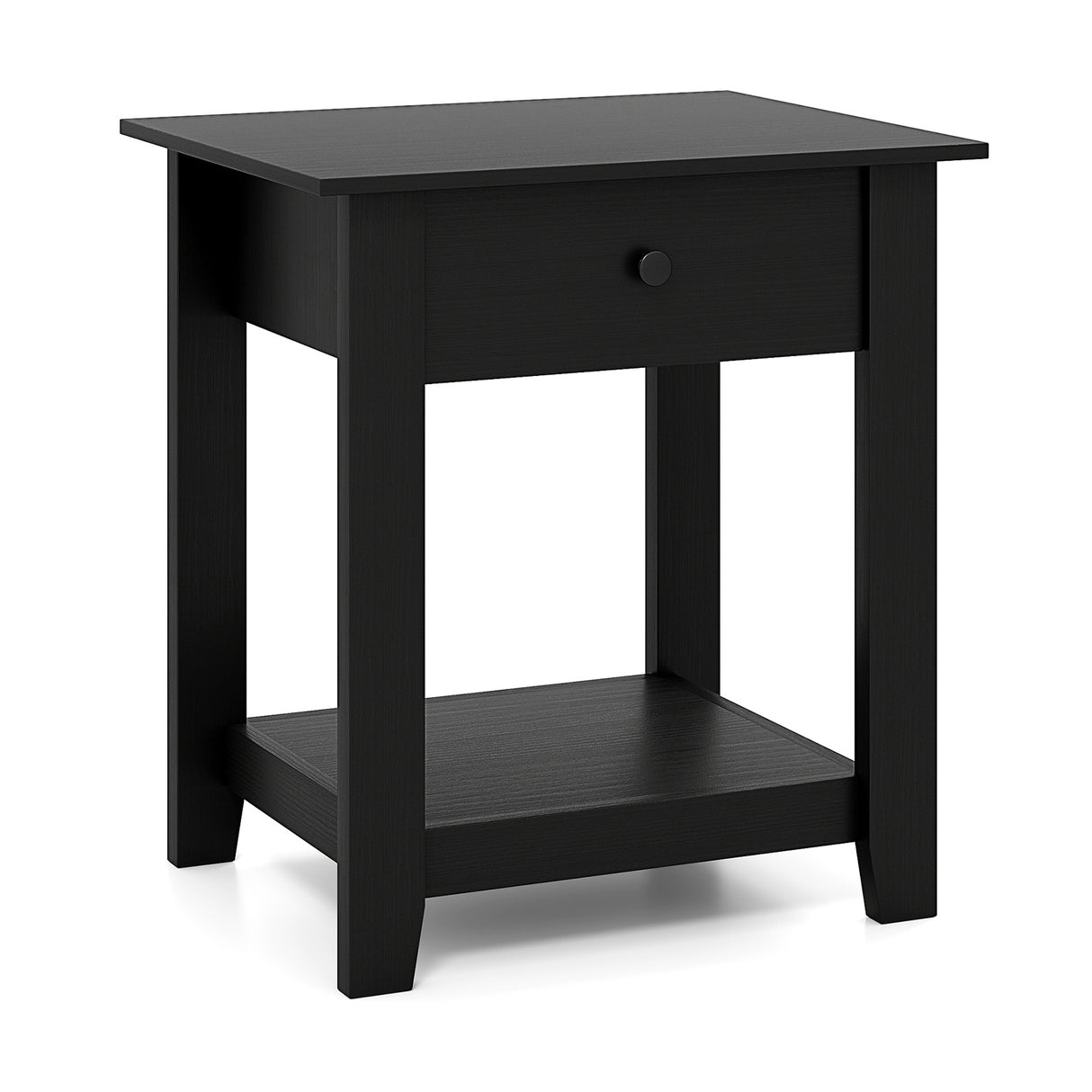 Nightstand with Drawer 3-Tier Modern Bedside Table with Open Shelf and Storage