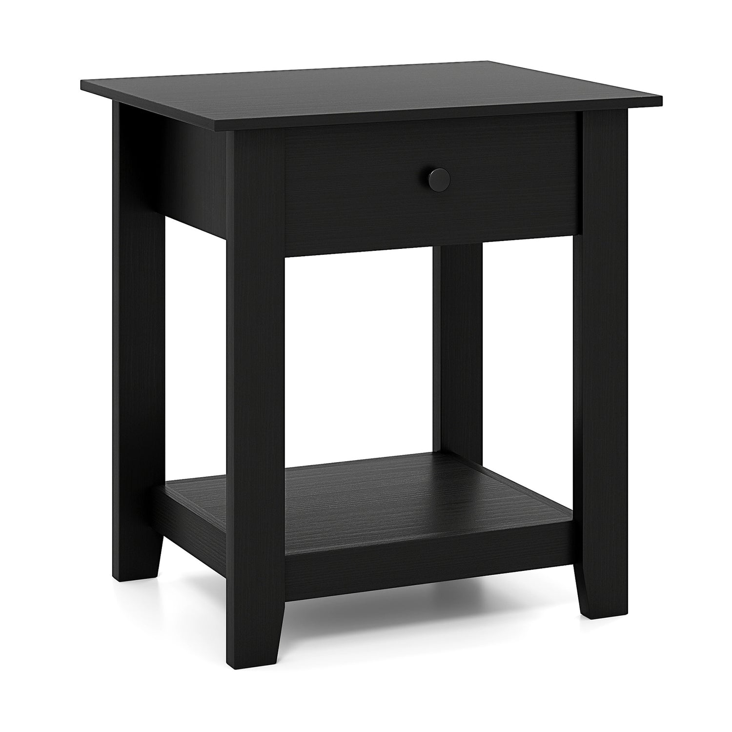 Nightstand with Drawer 3-Tier Modern Bedside Table with Open Shelf and Storage