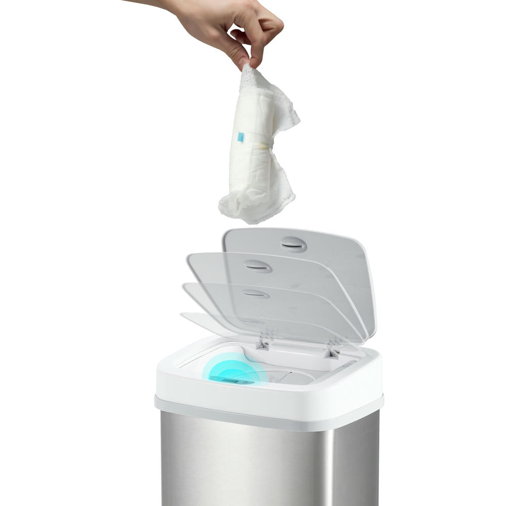 Odor Shield Infrared Motion Sensor Trash Can 4 Gallon for Bedroom Office | NPT-15-1WH | NPT-16-1