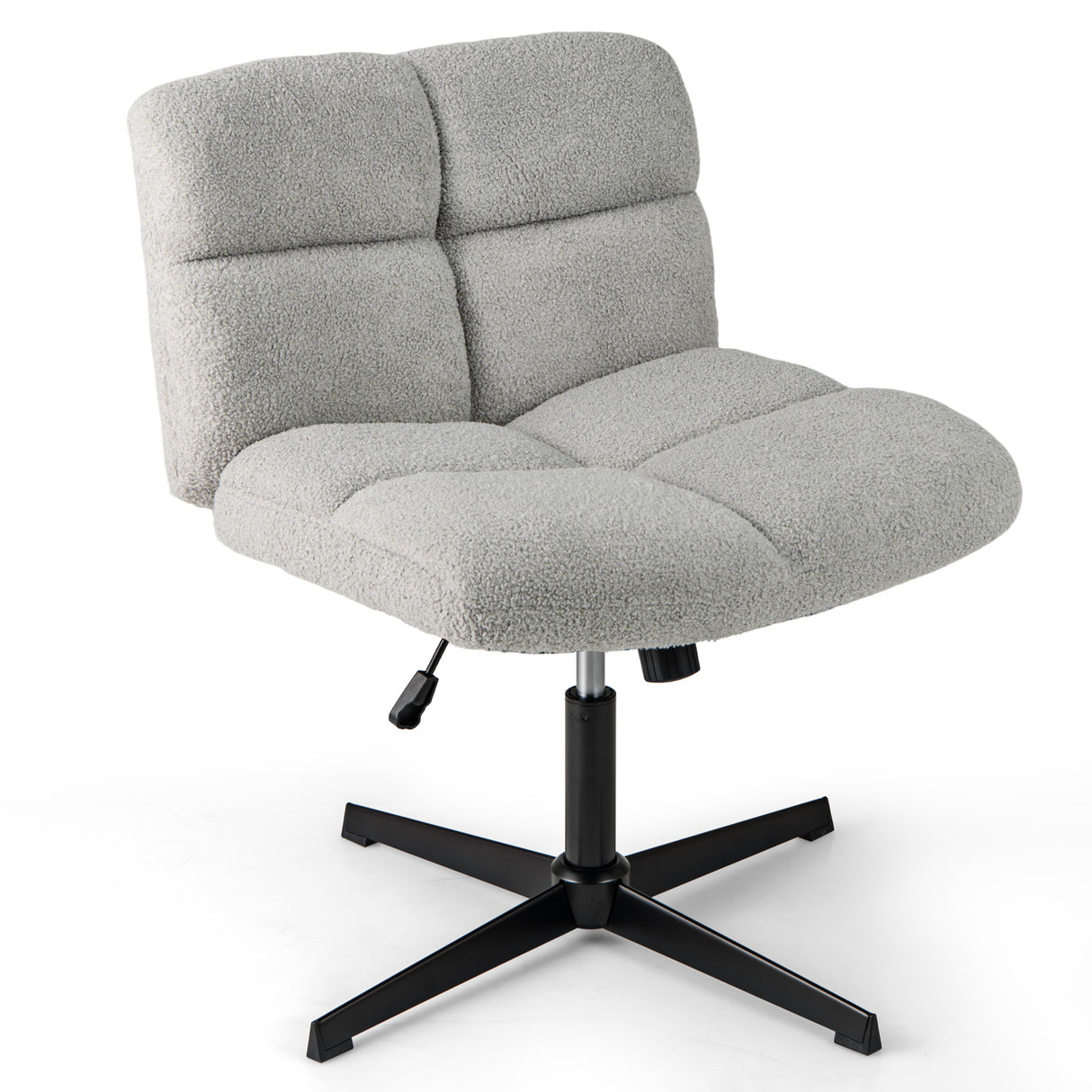 Office Armless Chair Cross Legged with Imitation Lamb Fleece and Adjustable Height