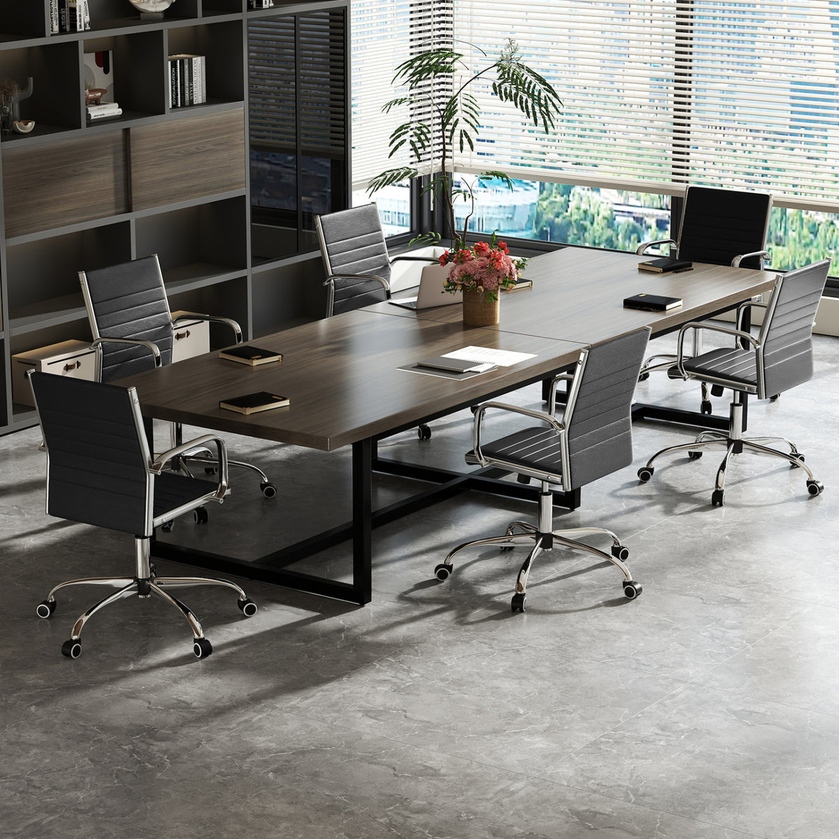 Office Chair Height Adjustable Conference Room Chair with Rocking Backrest Armrests