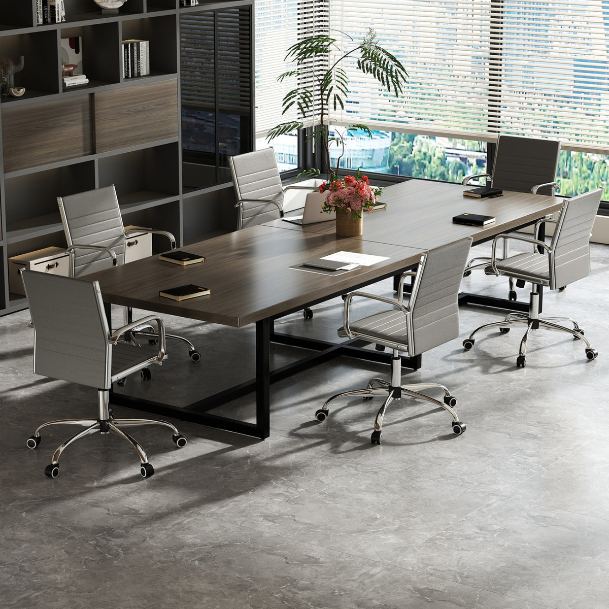 Office Chair Height Adjustable Conference Room Chair with Rocking Backrest Armrests