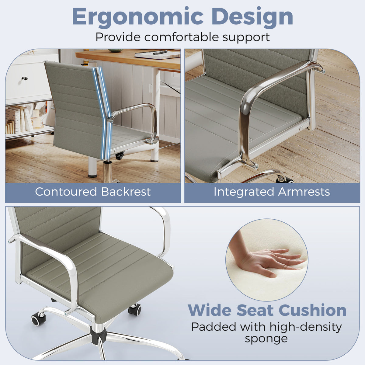 Office Chair Height Adjustable Conference Room Chair with Rocking Backrest Armrests