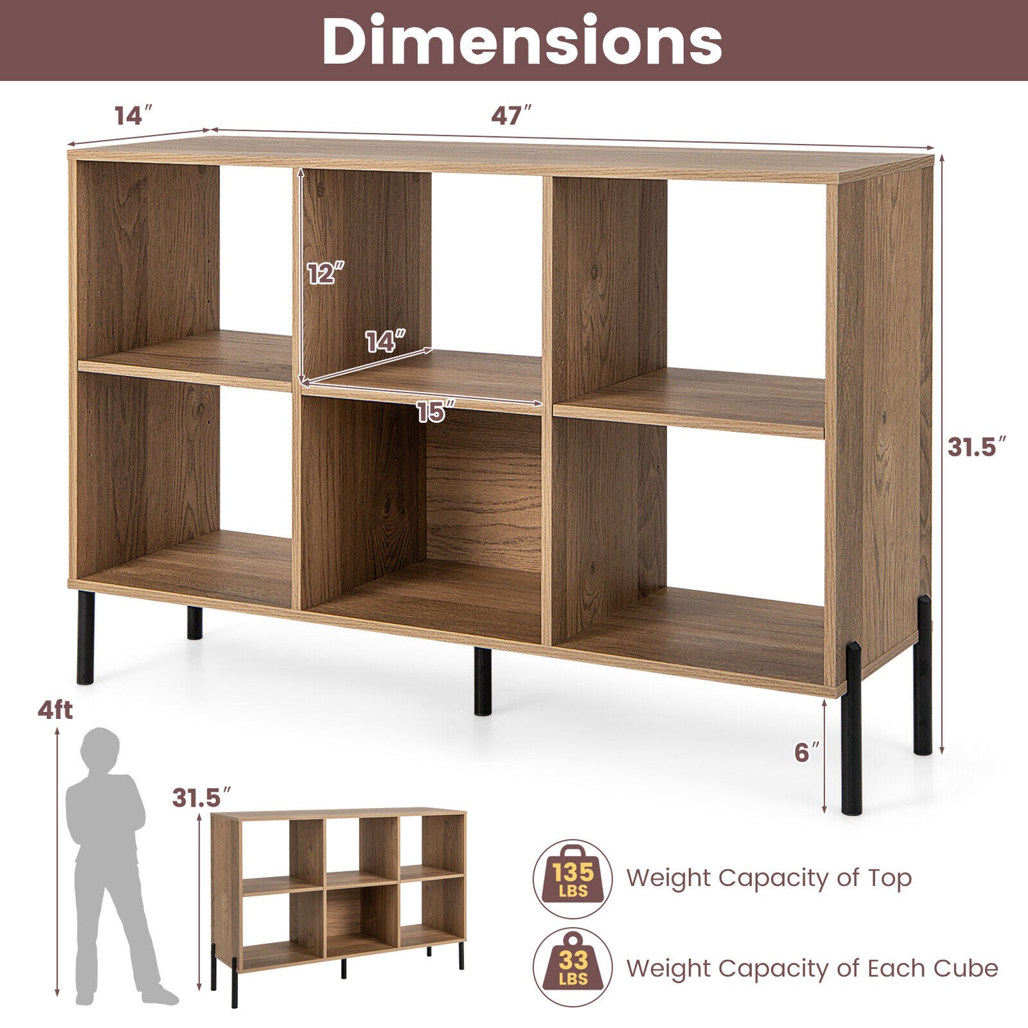 Open-Back Bookshelf with Drawer for Study