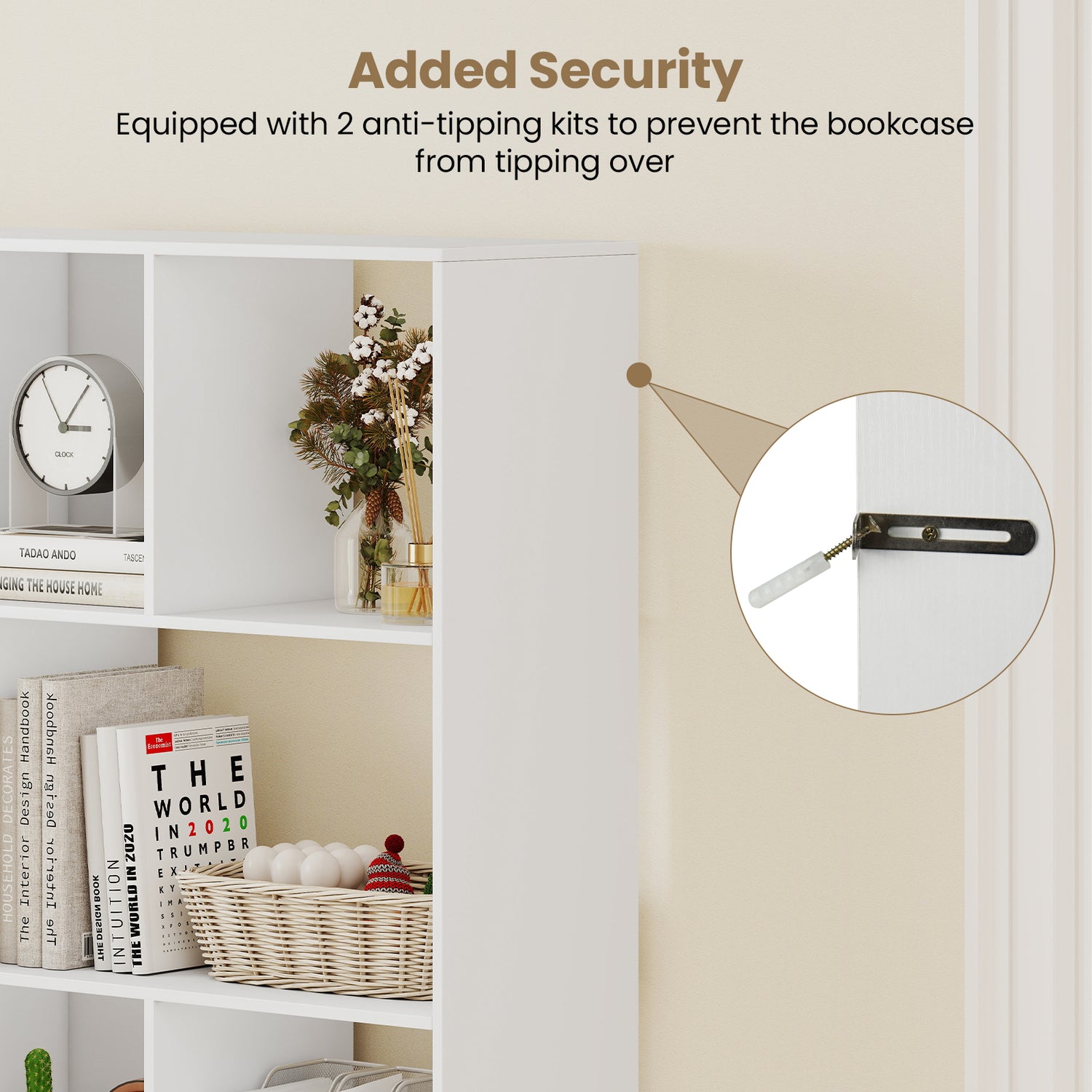 Open Shelf Bookcase 4-Tier Modern Bookshelf with 12 Storage Compartments-White