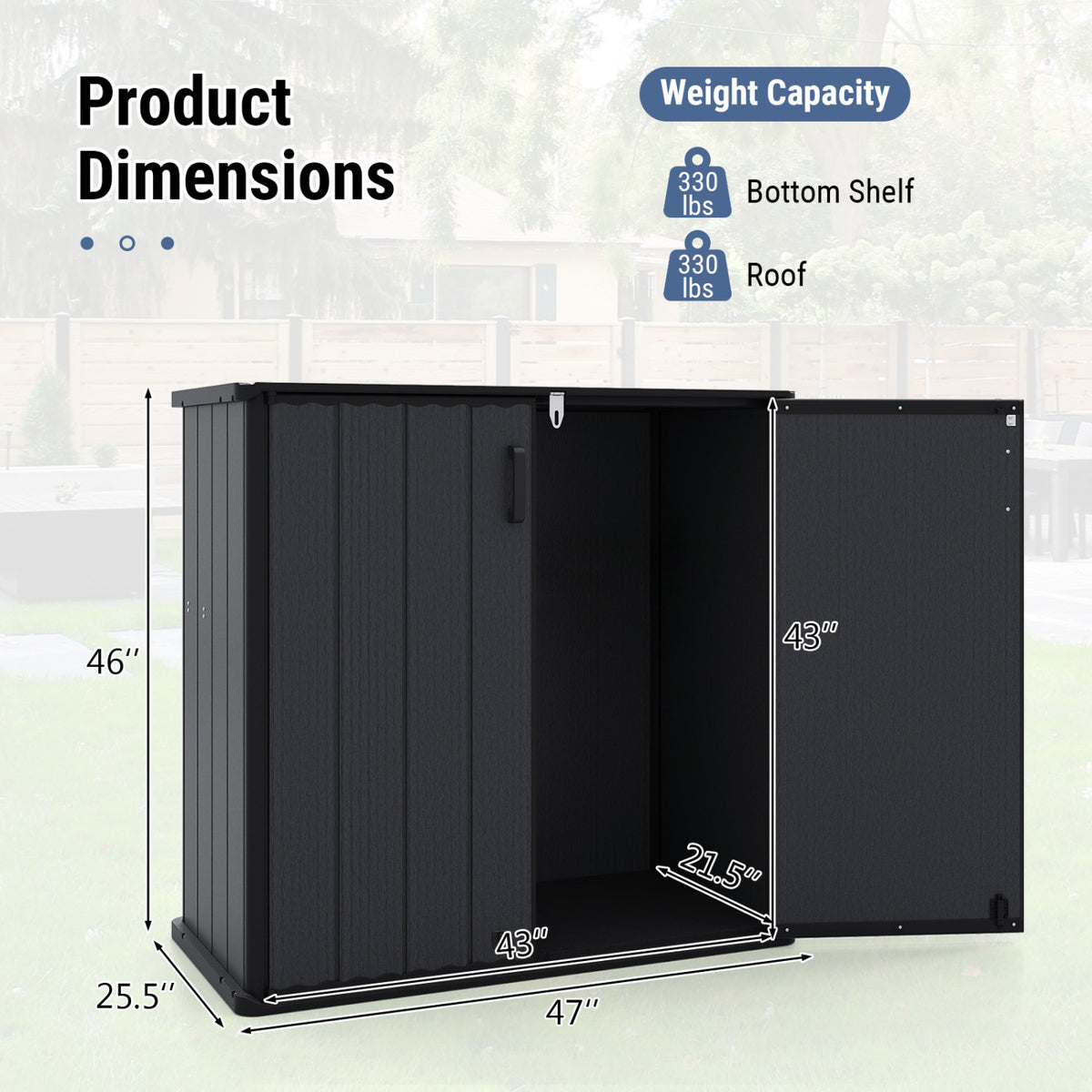 Outdoor 23.5 Cu.ft All-Weather Storage Box with Floor Lockable Door
