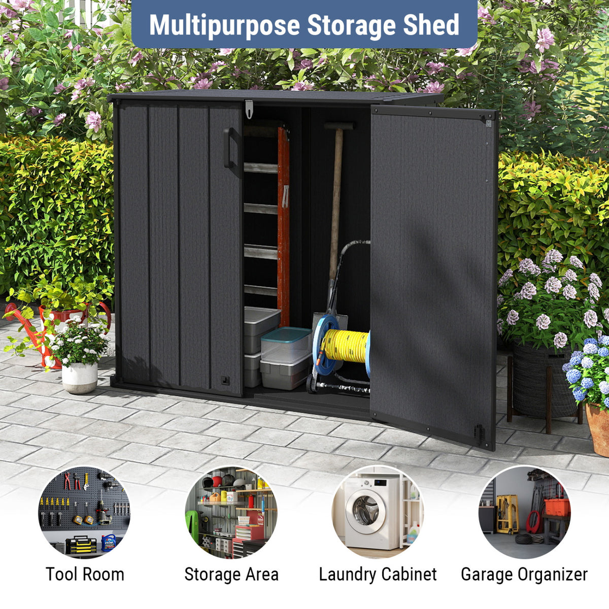 Outdoor 23.5 Cu.ft All-Weather Storage Box with Floor Lockable Door