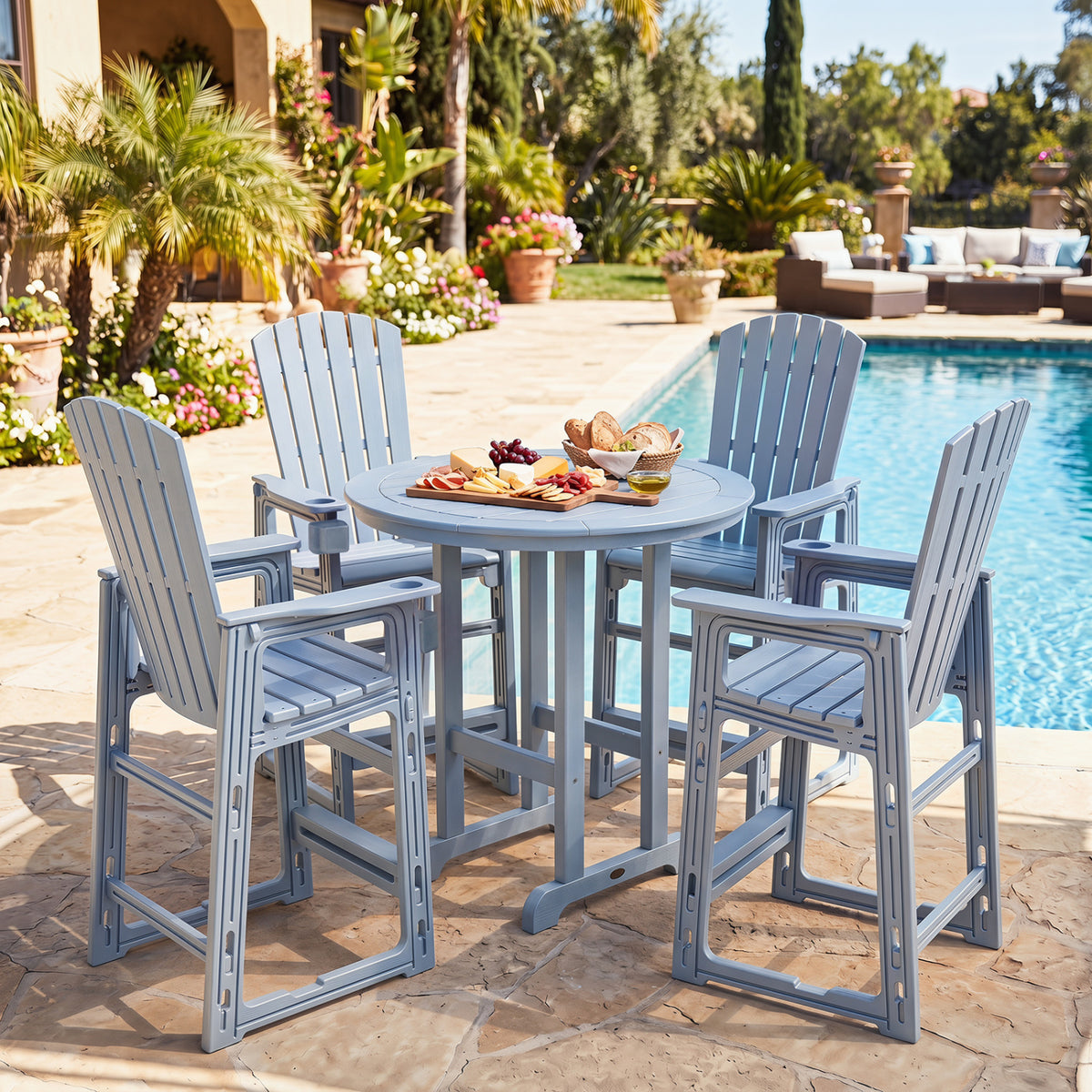 Outdoor 29 Inch Height Bar Stool with Backrest and Armrests