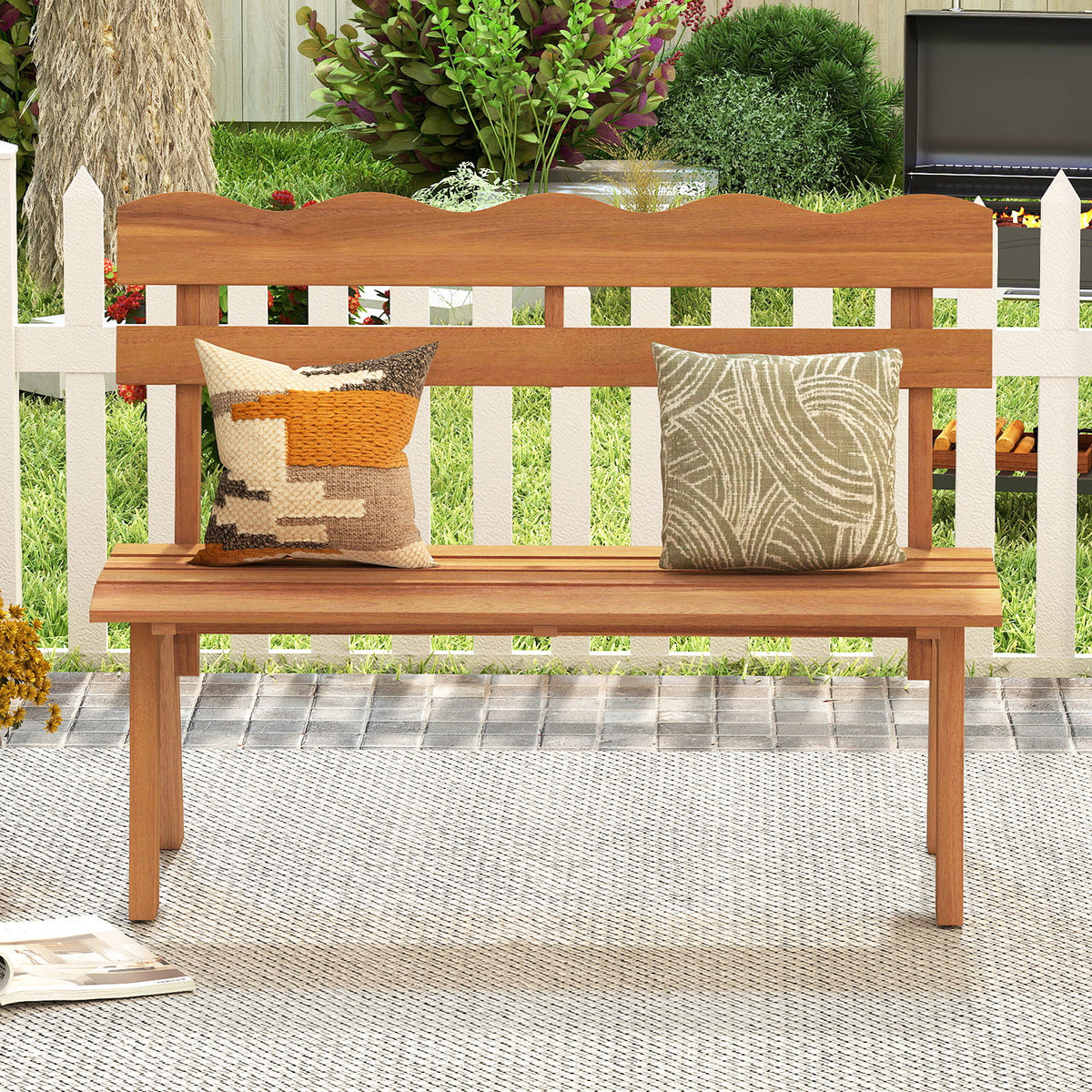 Outdoor Acacia Wood Garden Bench with 800 lbs Weight Capacity