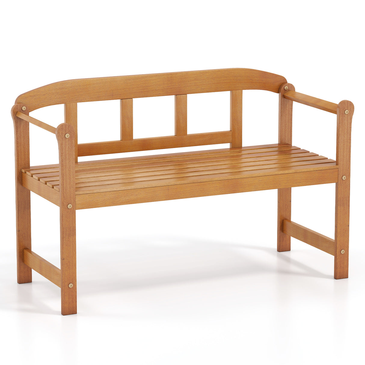 2-Seater Outdoor Acacia Wood Garden Bench with Backrest & Armrests