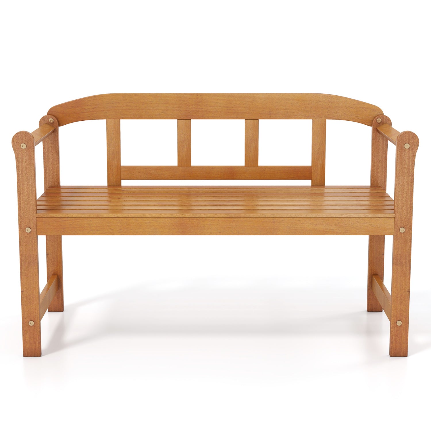 2-Seater Outdoor Acacia Wood Garden Bench with Backrest & Armrests