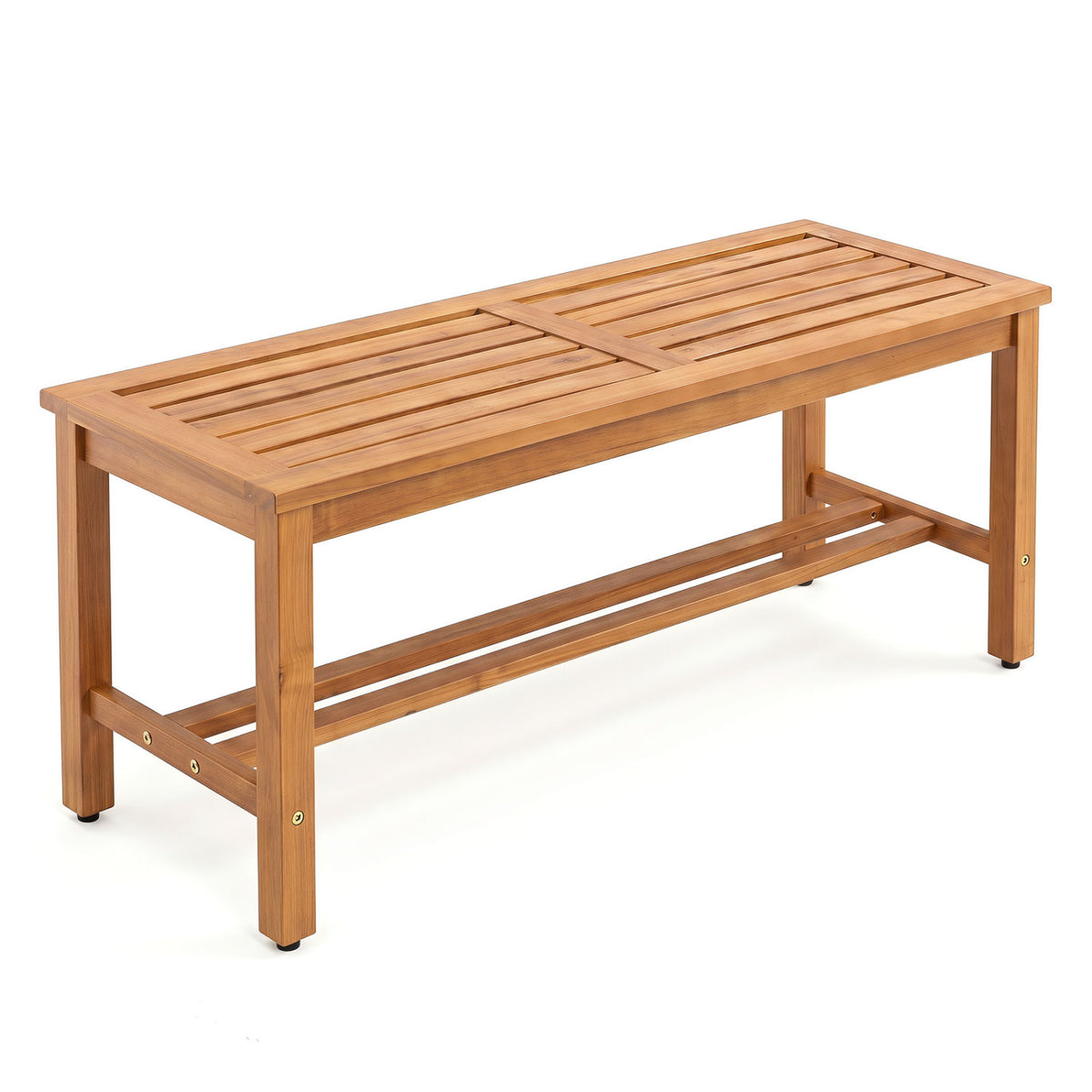 Outdoor Acacia Wood Patio Bench for 2 with Slatted Seat-2/Seat-1 Pieces/Piece
